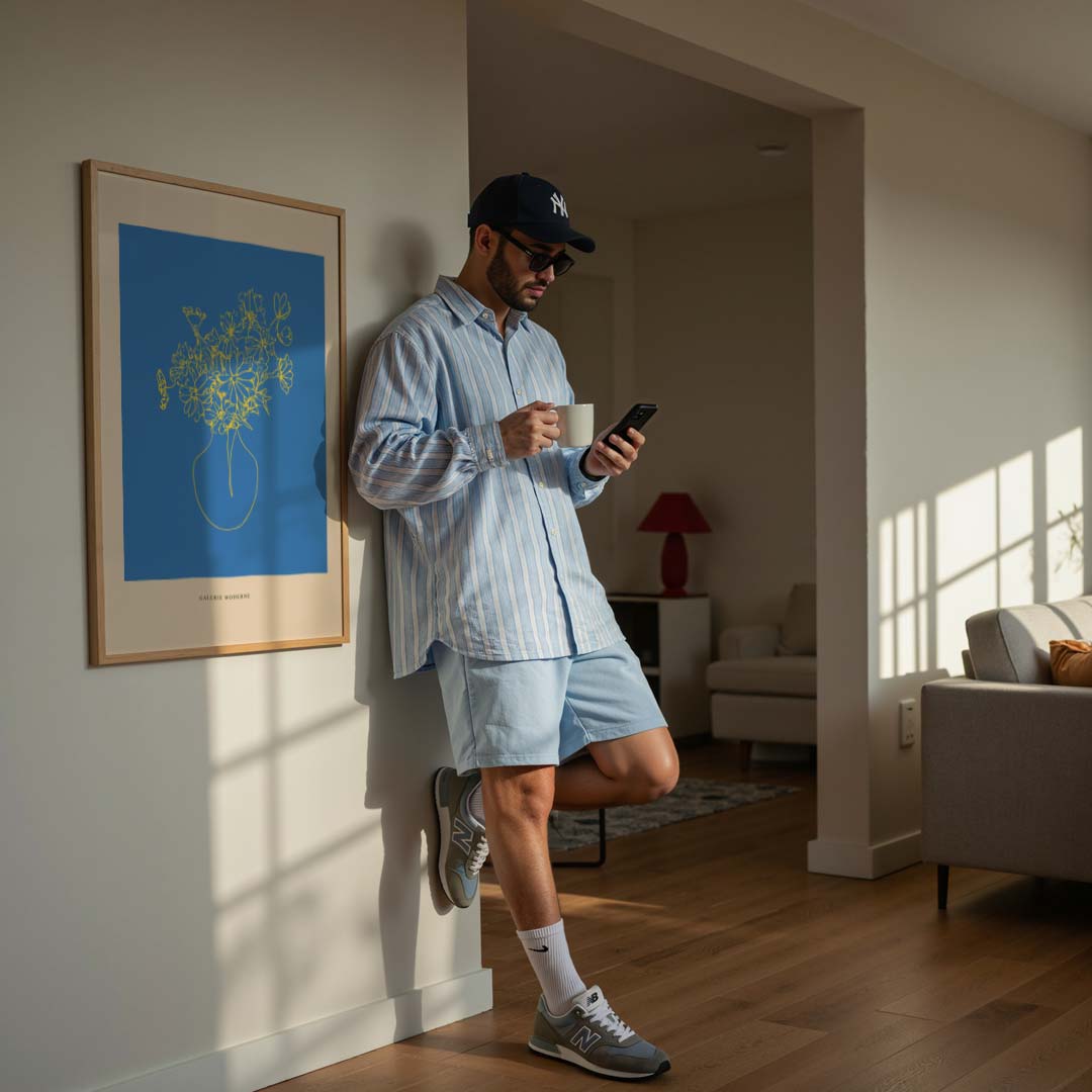 Moderne Bloemenlijn Poster-WallArtistic