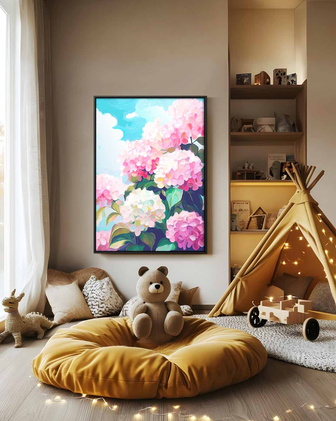 Bloeiende Hortensia's Kunstwerk-canvas-dibond-plexiglas-wanddecoratie-WallArtistic