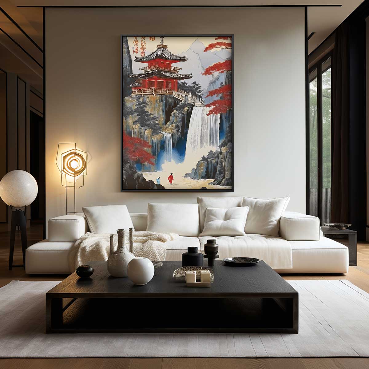 Japans Waterval Panorama Kunstwerk-canvas-dibond-plexiglas-wanddecoratie-WallArtistic