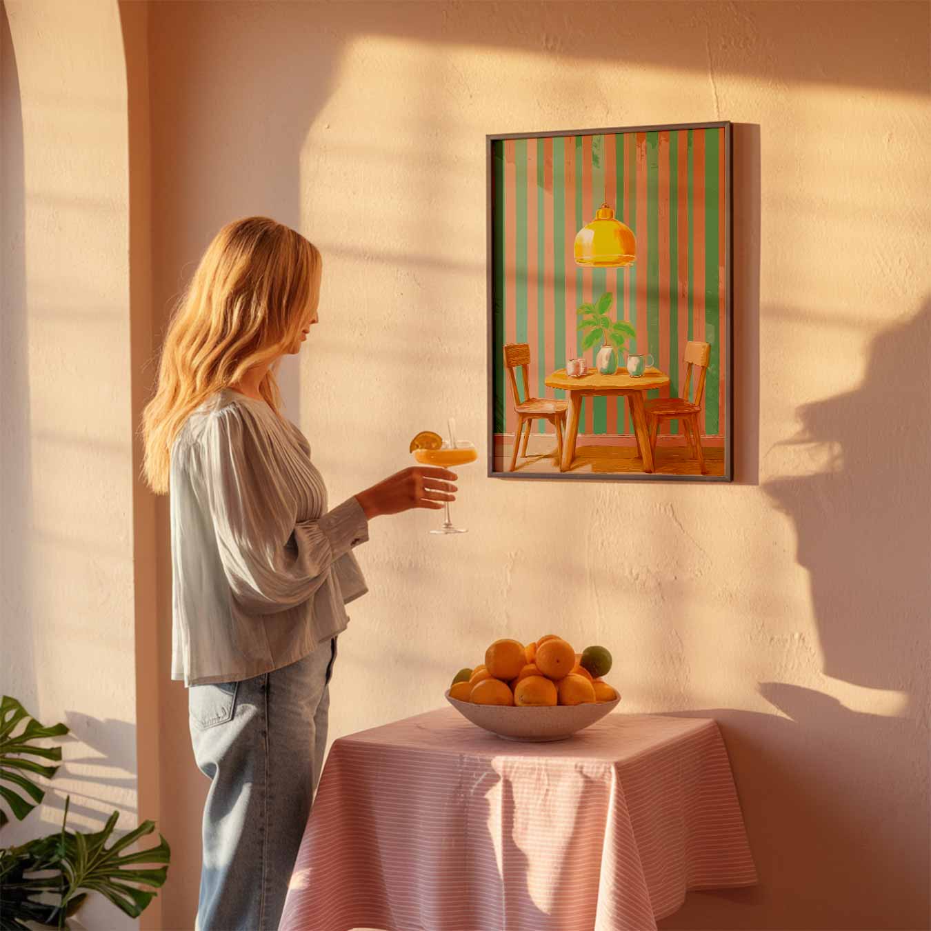 Gezellige Retro Keukenhoek Poster-WallArtistic