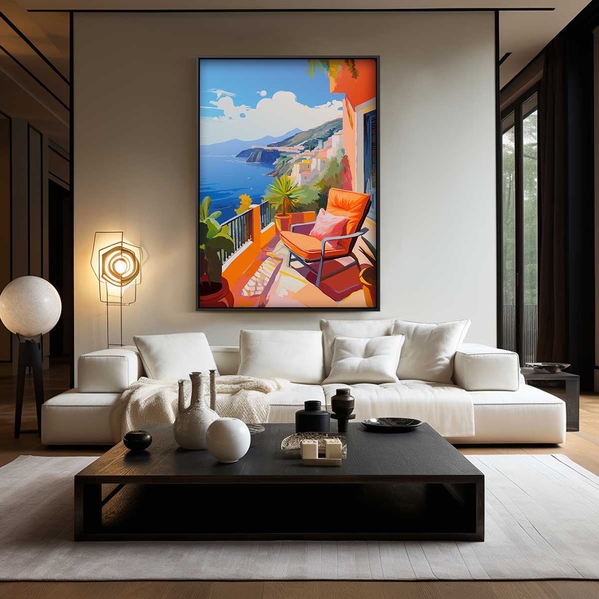 Zonnige Mediterrane Balkon Kunstwerk-canvas-dibond-plexiglas-wanddecoratie-WallArtistic