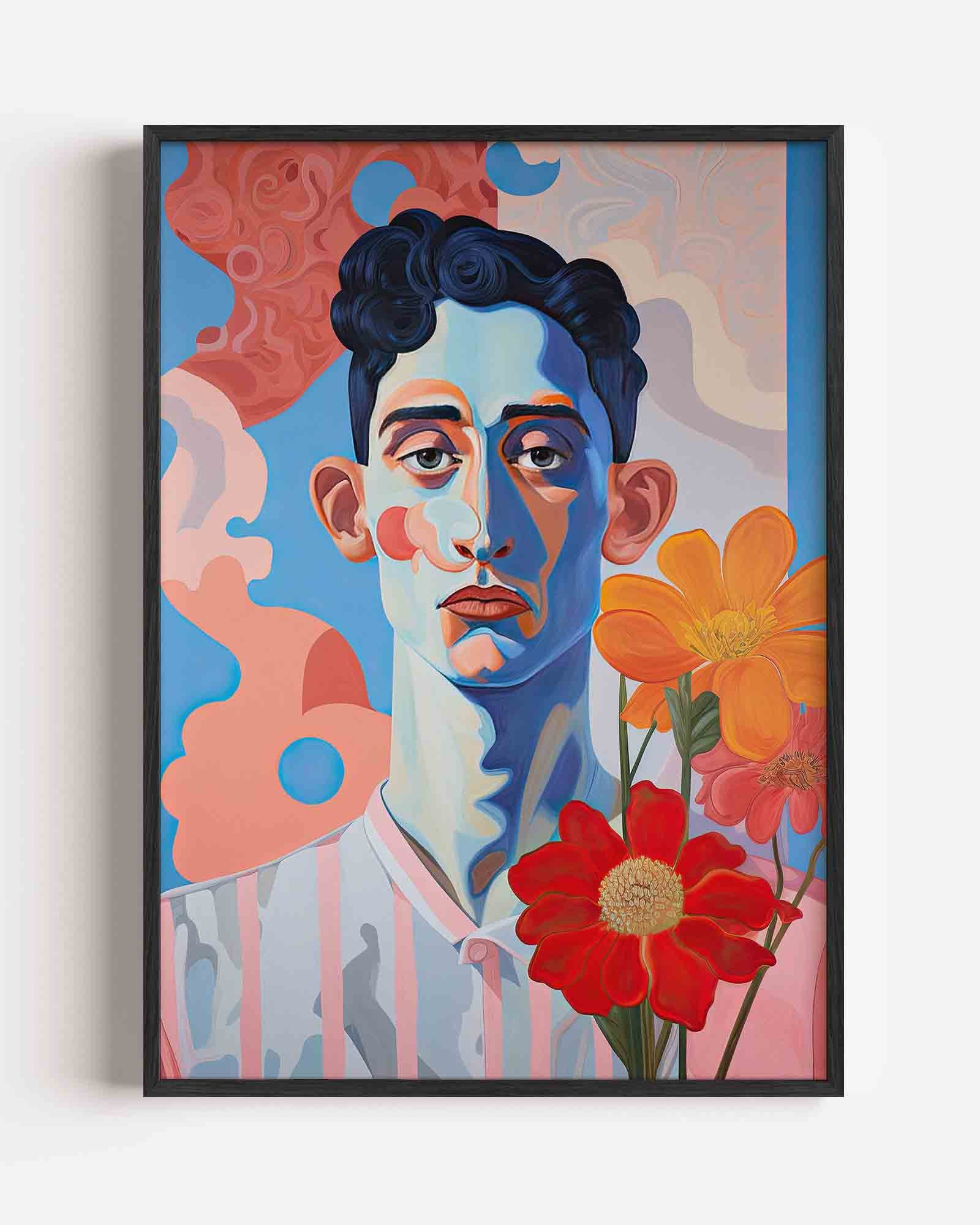Portret met bloemen Poster