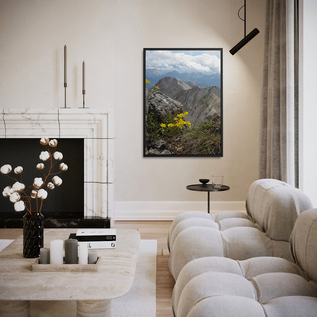 Berglandschap met bloemen Kunstwerk