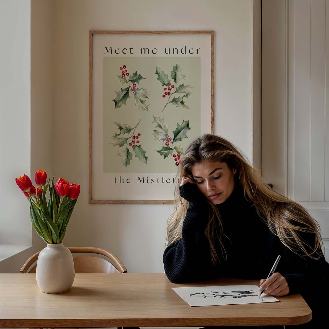 Kerst Misletoe Spreuk Poster-WallArtistic