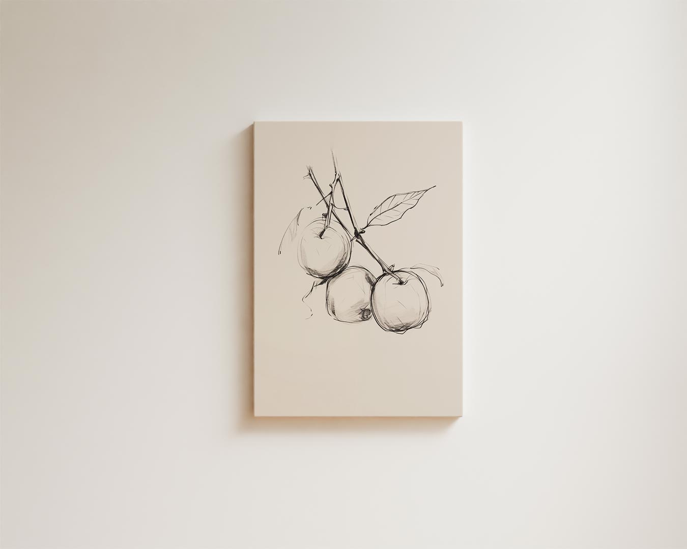 Subtiele Potloodschets van Appeltak Kunstwerk-canvas-dibond-plexiglas-wanddecoratie-WallArtistic