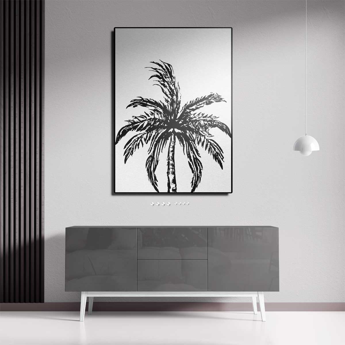 Zwart-Wit Palm Boom Kunstwerk-canvas-dibond-plexiglas-wanddecoratie-WallArtistic