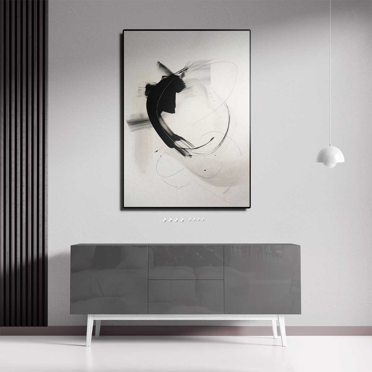 Dynamische Zwarte Streep Kunstwerk-canvas-dibond-plexiglas-wanddecoratie-WallArtistic