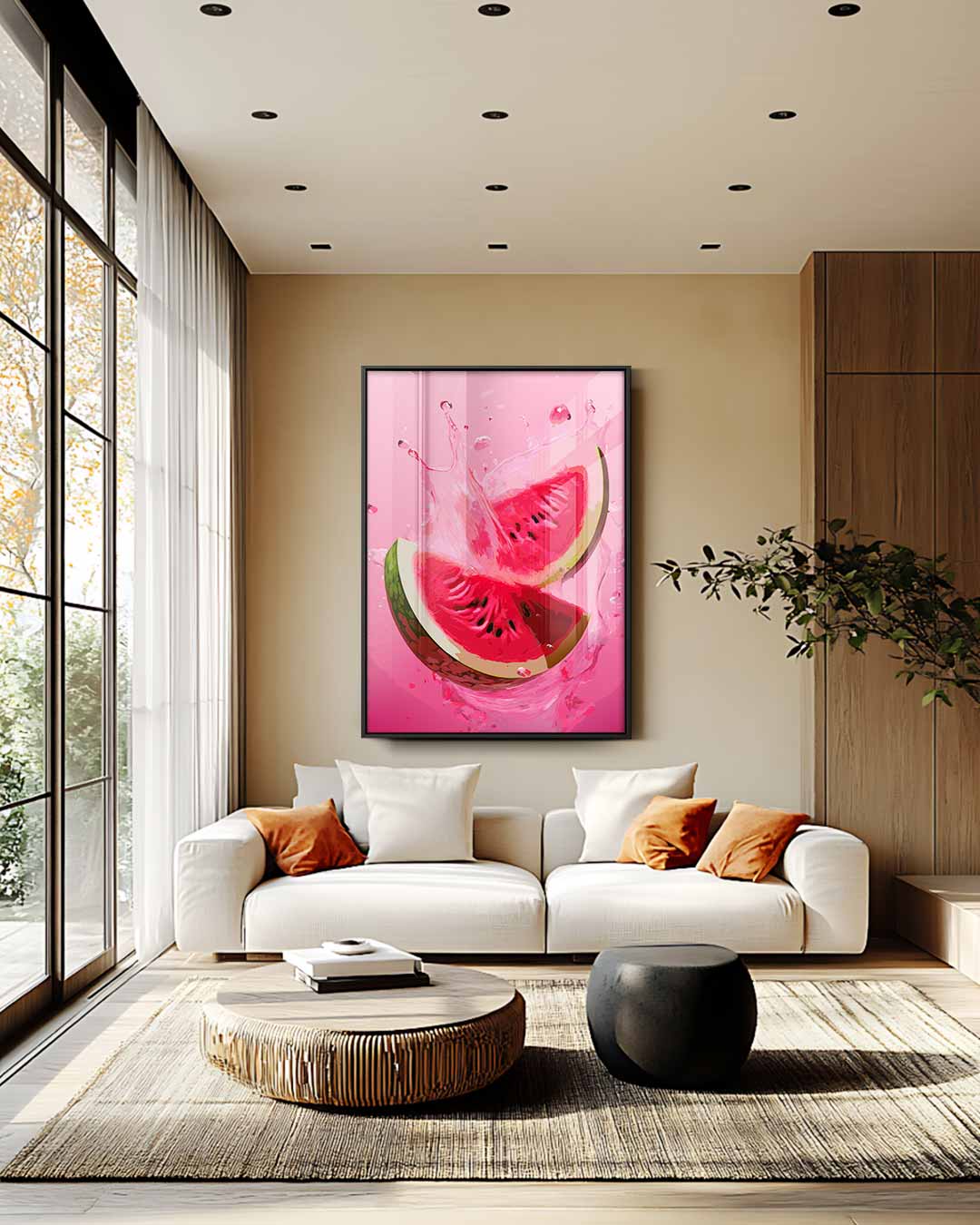 Spetterende Watermeloen Kunstwerk Kunstwerk-canvas-dibond-plexiglas-wanddecoratie-WallArtistic