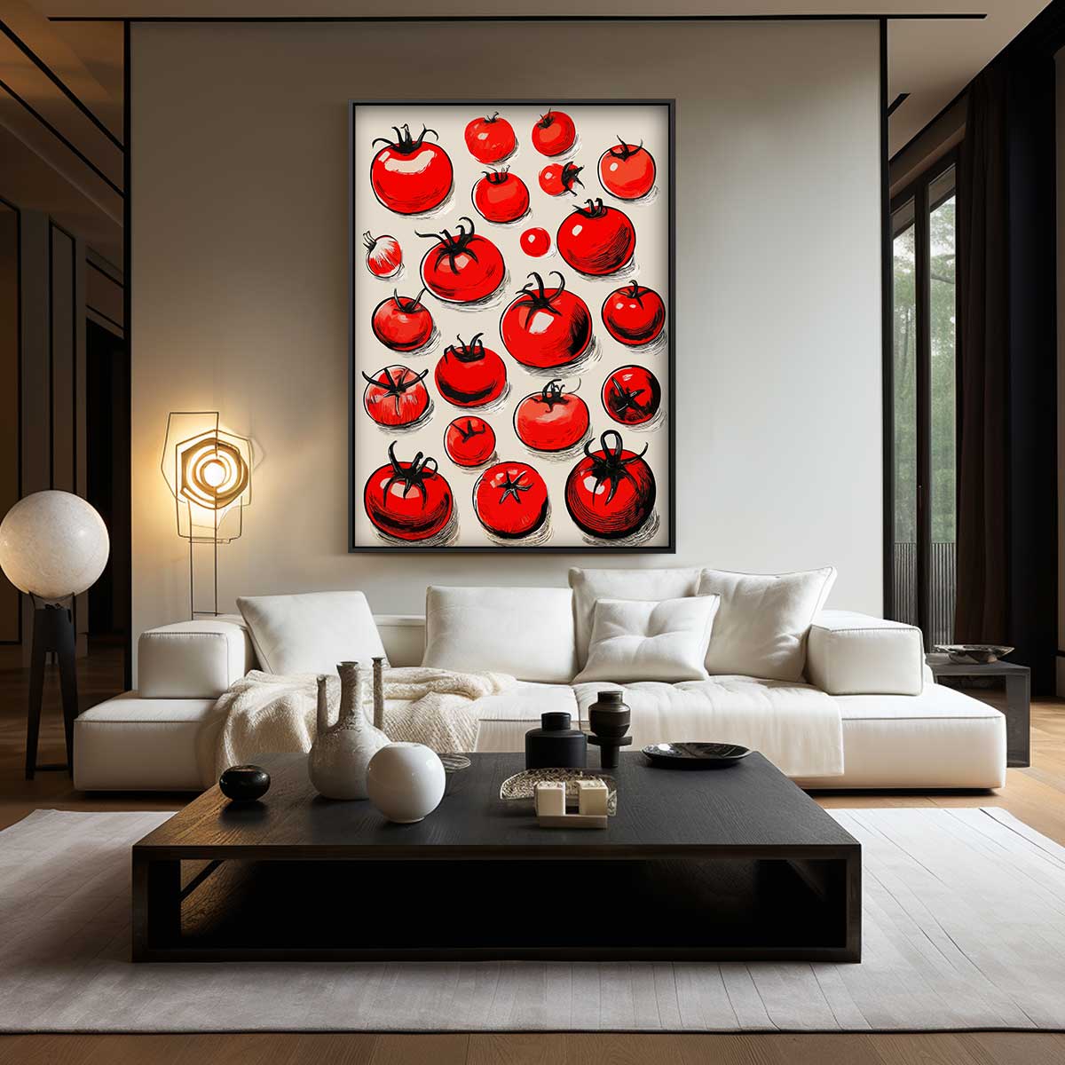 Speelse Tomatenprint Kunstwerk-canvas-dibond-plexiglas-wanddecoratie-WallArtistic