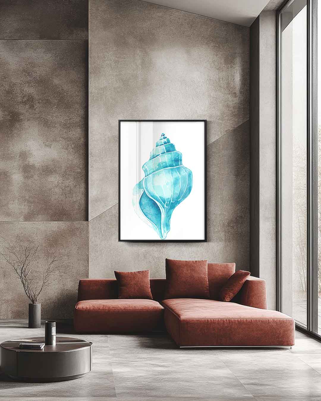 Turquoise Zeeschelp Kunstwerk Kunstwerk-canvas-dibond-plexiglas-wanddecoratie-WallArtistic