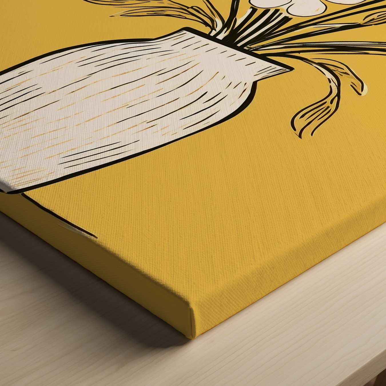 Bloemen in Gele Warmte Kunstwerk-canvas-dibond-plexiglas-wanddecoratie-WallArtistic