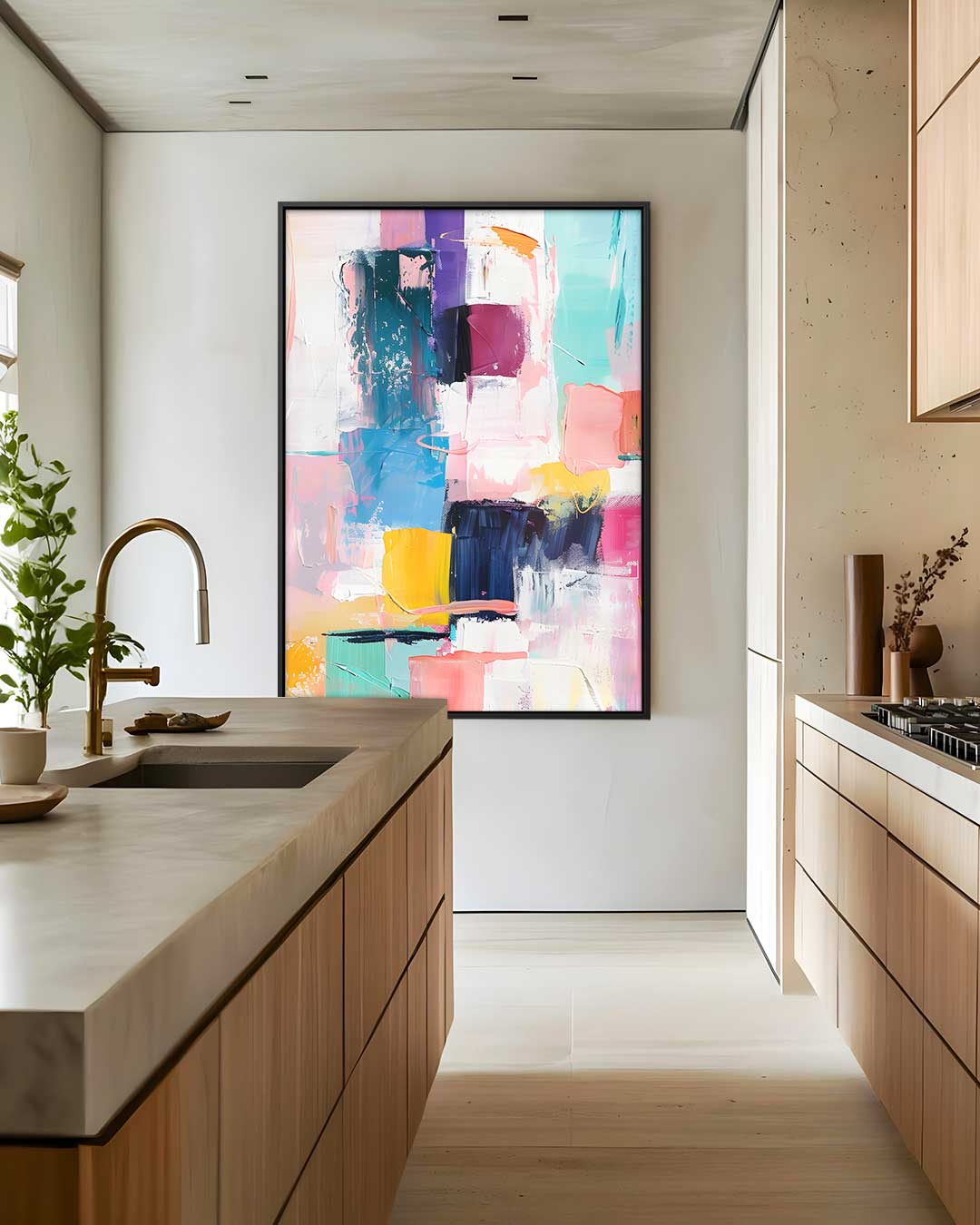 Kleurrijke Abstractie in Beweging Kunstwerk-canvas-dibond-plexiglas-wanddecoratie-WallArtistic