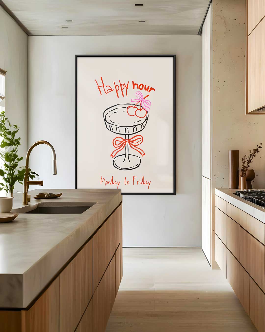 Happy Hour Illustratie Kunstwerk-canvas-dibond-plexiglas-wanddecoratie-WallArtistic