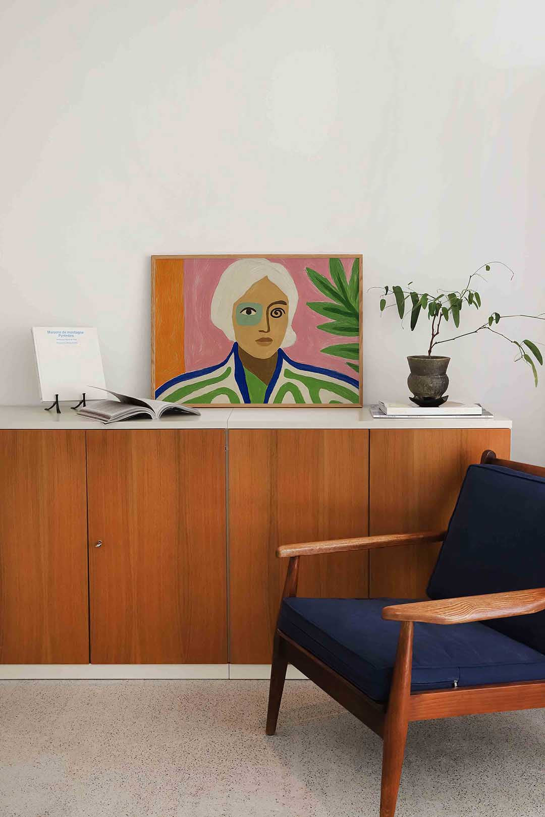 Portret met groene accenten Poster