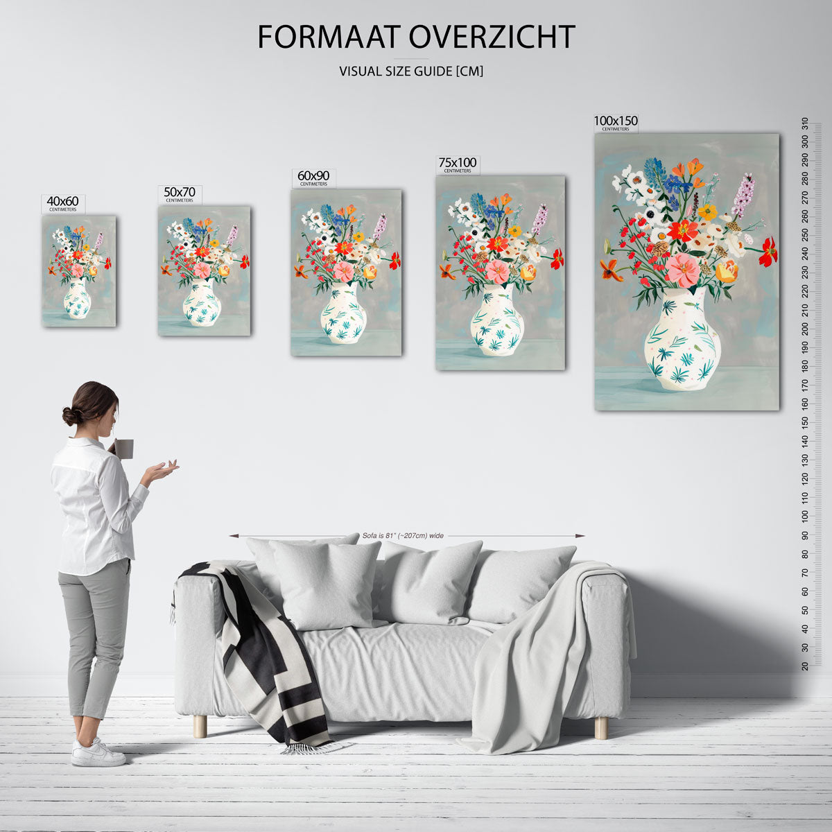 Bloemrijke vaas Kunstwerk