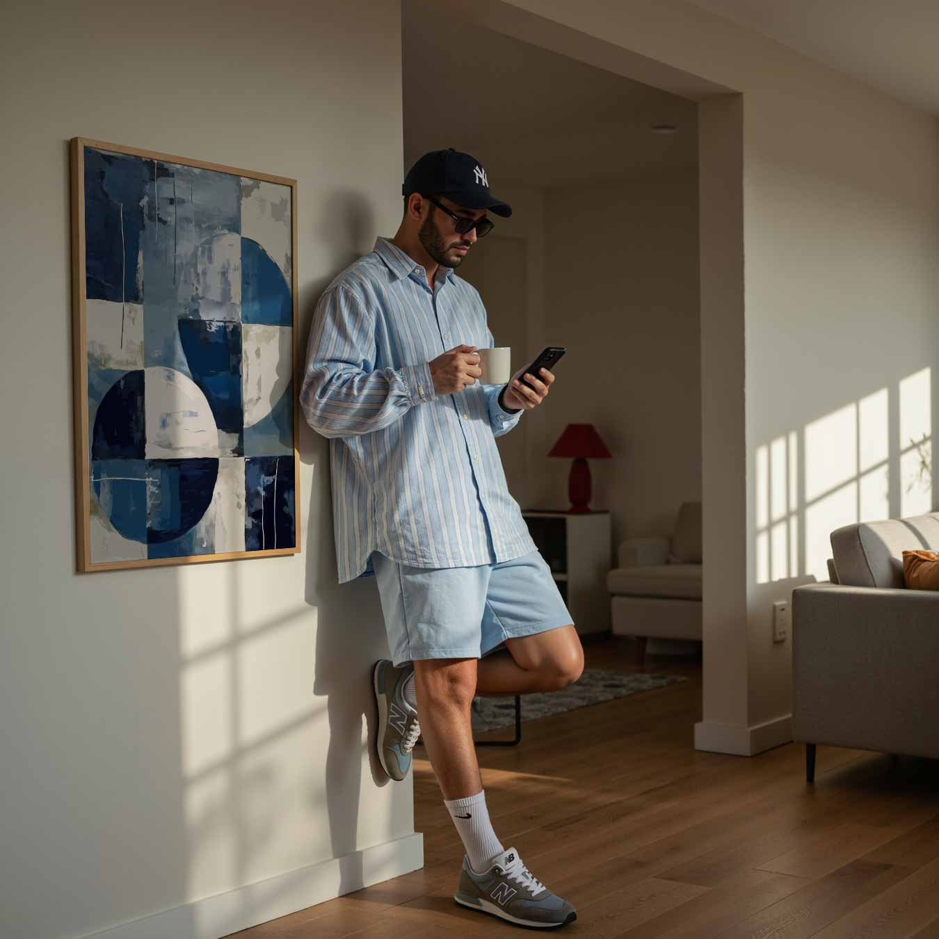 Abstracte Blauw-tonen Cirkelkunst Poster-WallArtistic