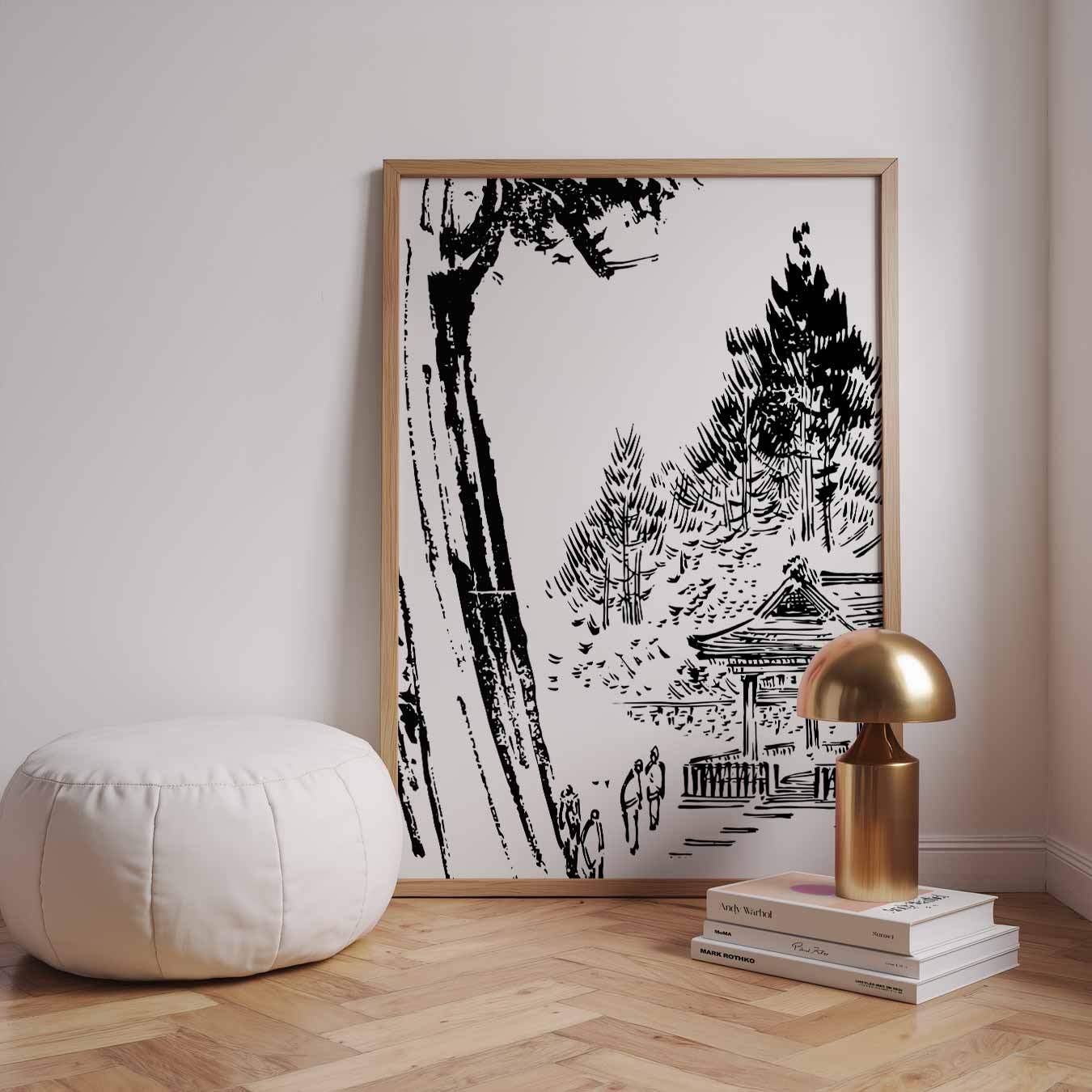 Zwarte Inkt Natuurprint Poster-WallArtistic