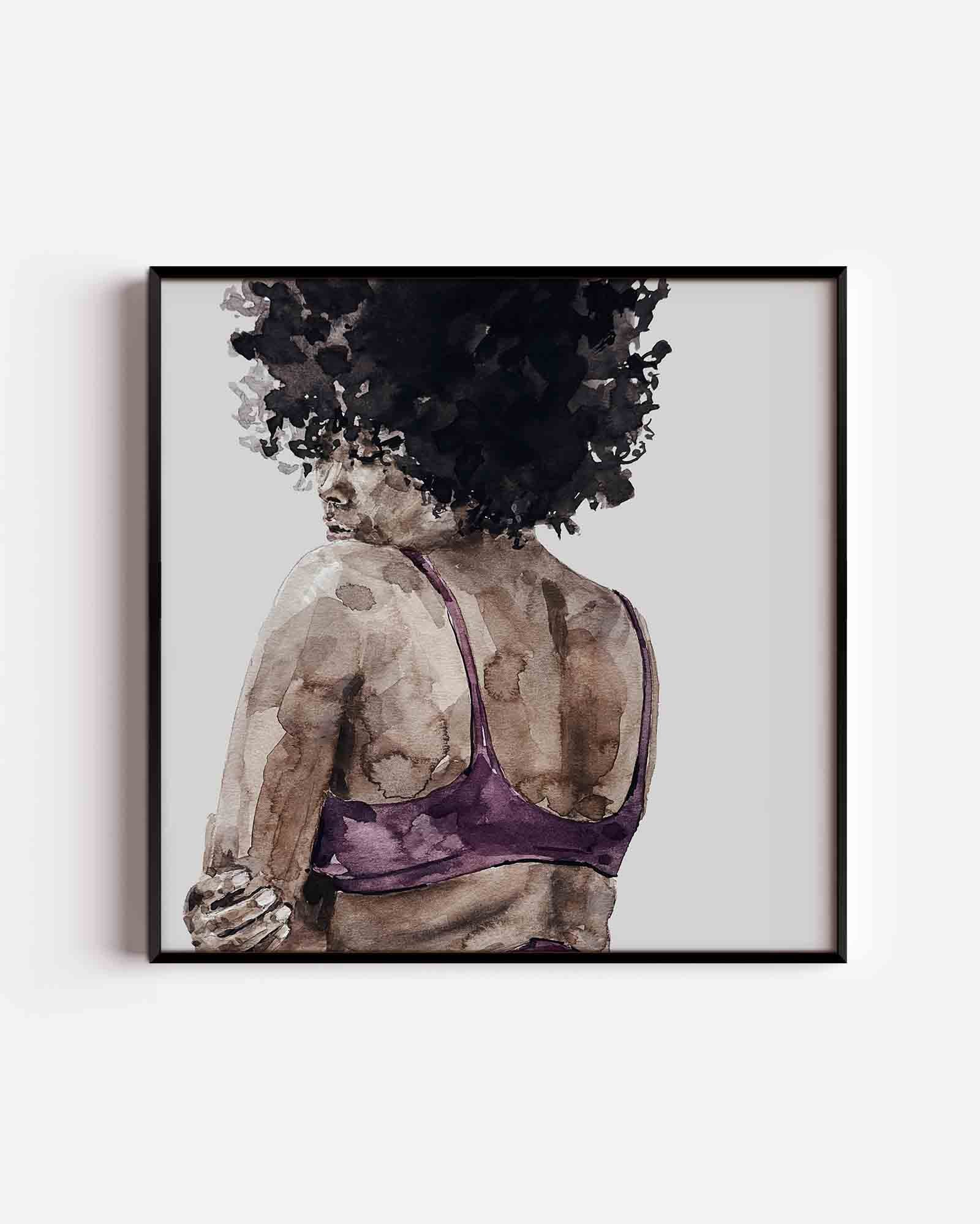Vrouw met krullend haar Poster