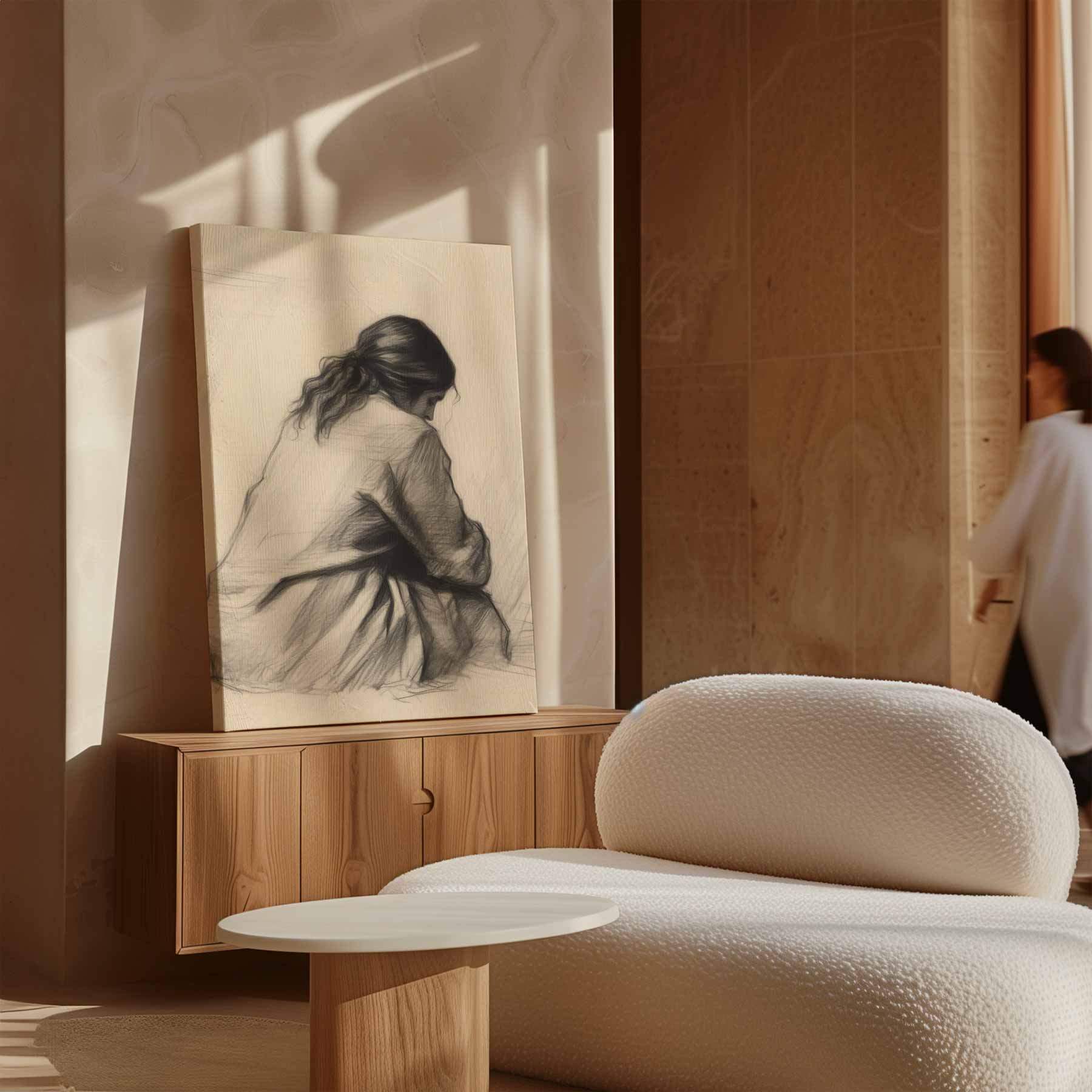 Intiem Moment in Potlood Kunstwerk-canvas-dibond-plexiglas-wanddecoratie-WallArtistic