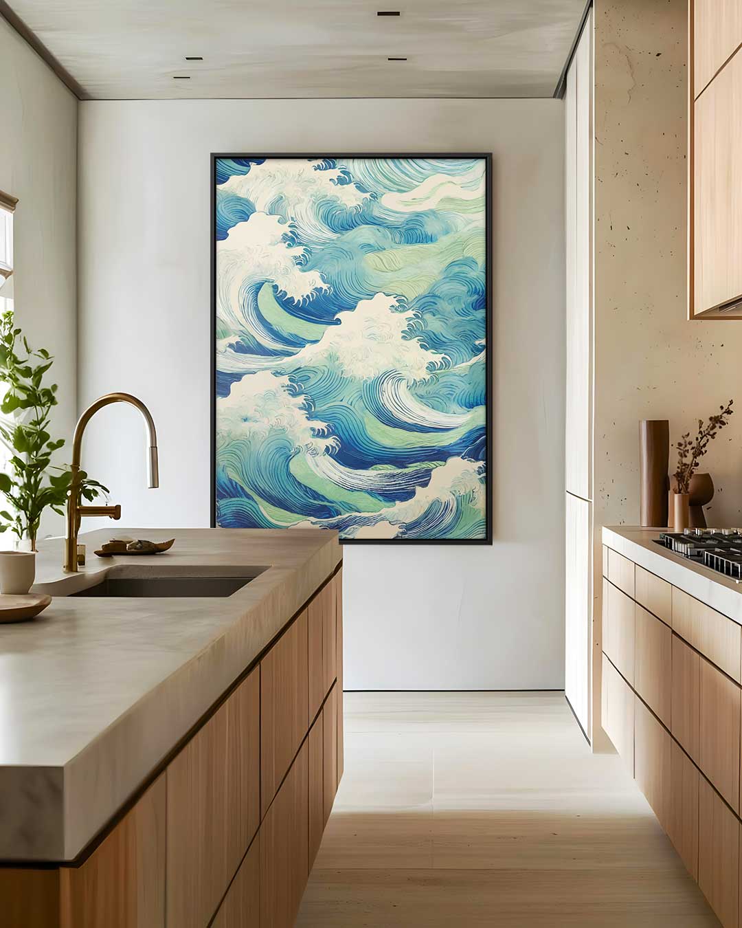 Golvende Blauwe Zee Kunstwerk-canvas-dibond-plexiglas-wanddecoratie-WallArtistic