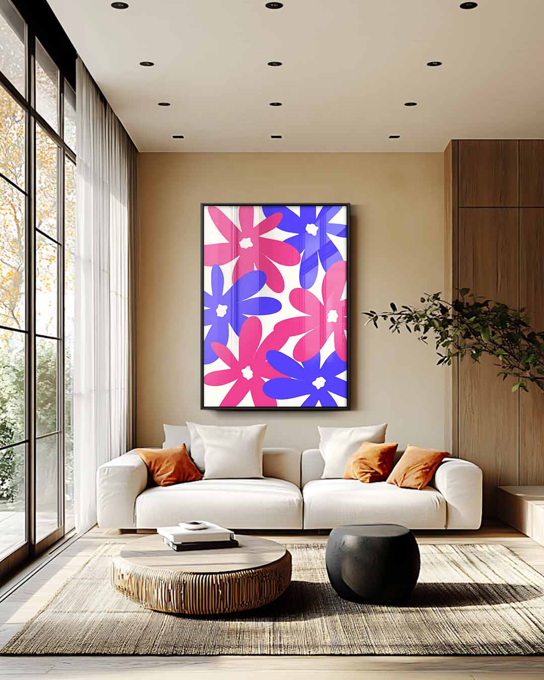 Kleurrijke Bloemenexplosie Kunstwerk-canvas-dibond-plexiglas-wanddecoratie-WallArtistic