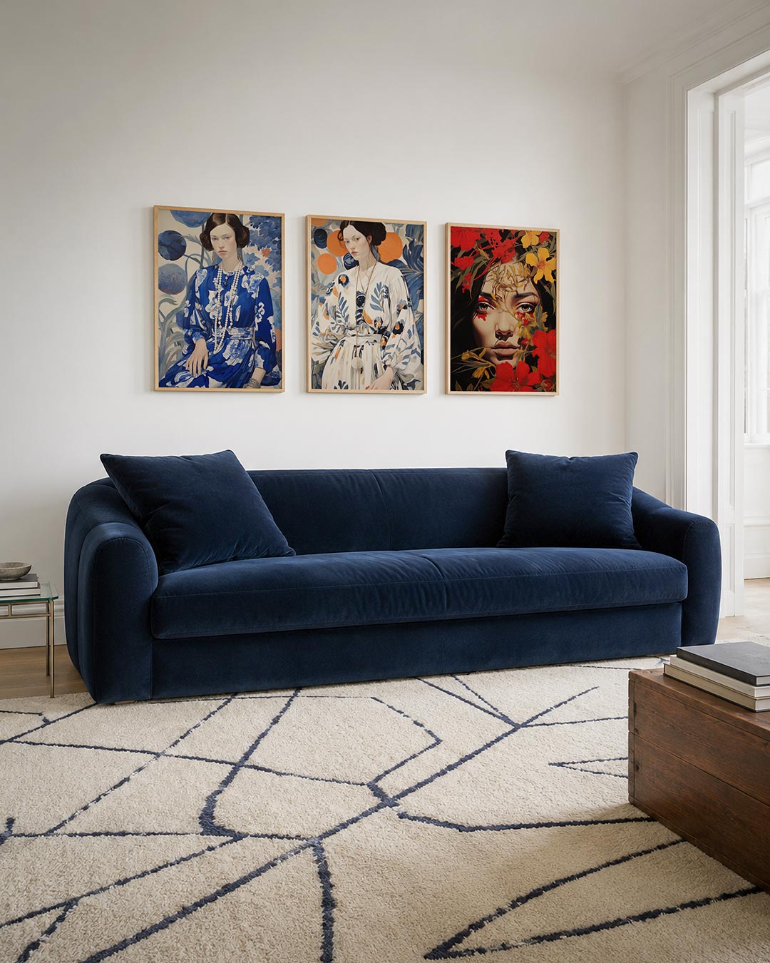 Blauwe bloemendroom Posterset