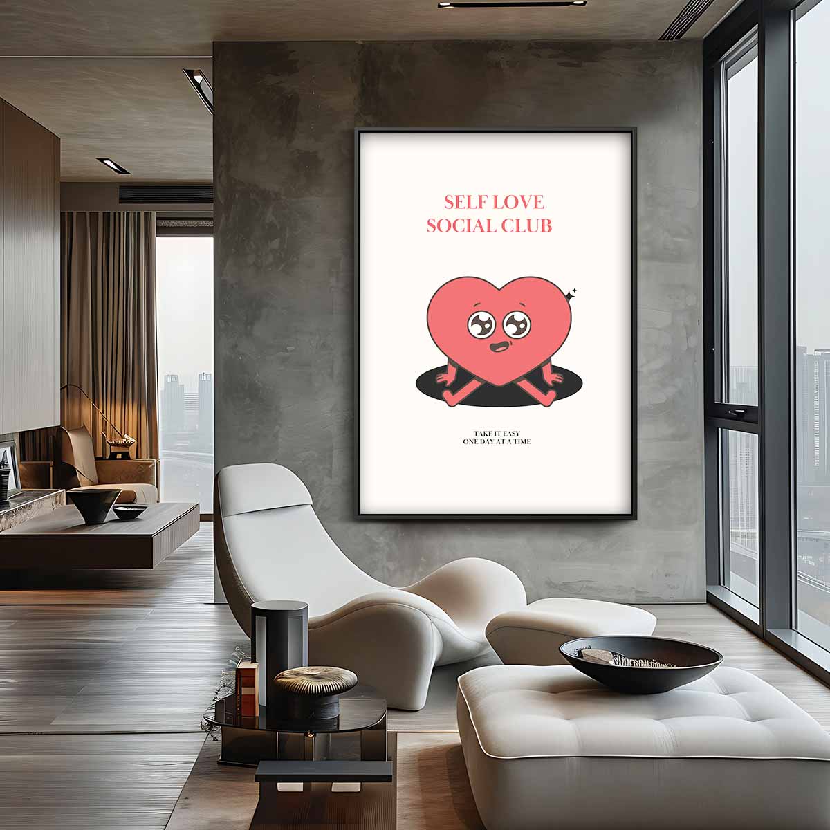 Schattig Zelfliefde Hart Kunstwerk-canvas-dibond-plexiglas-wanddecoratie-WallArtistic