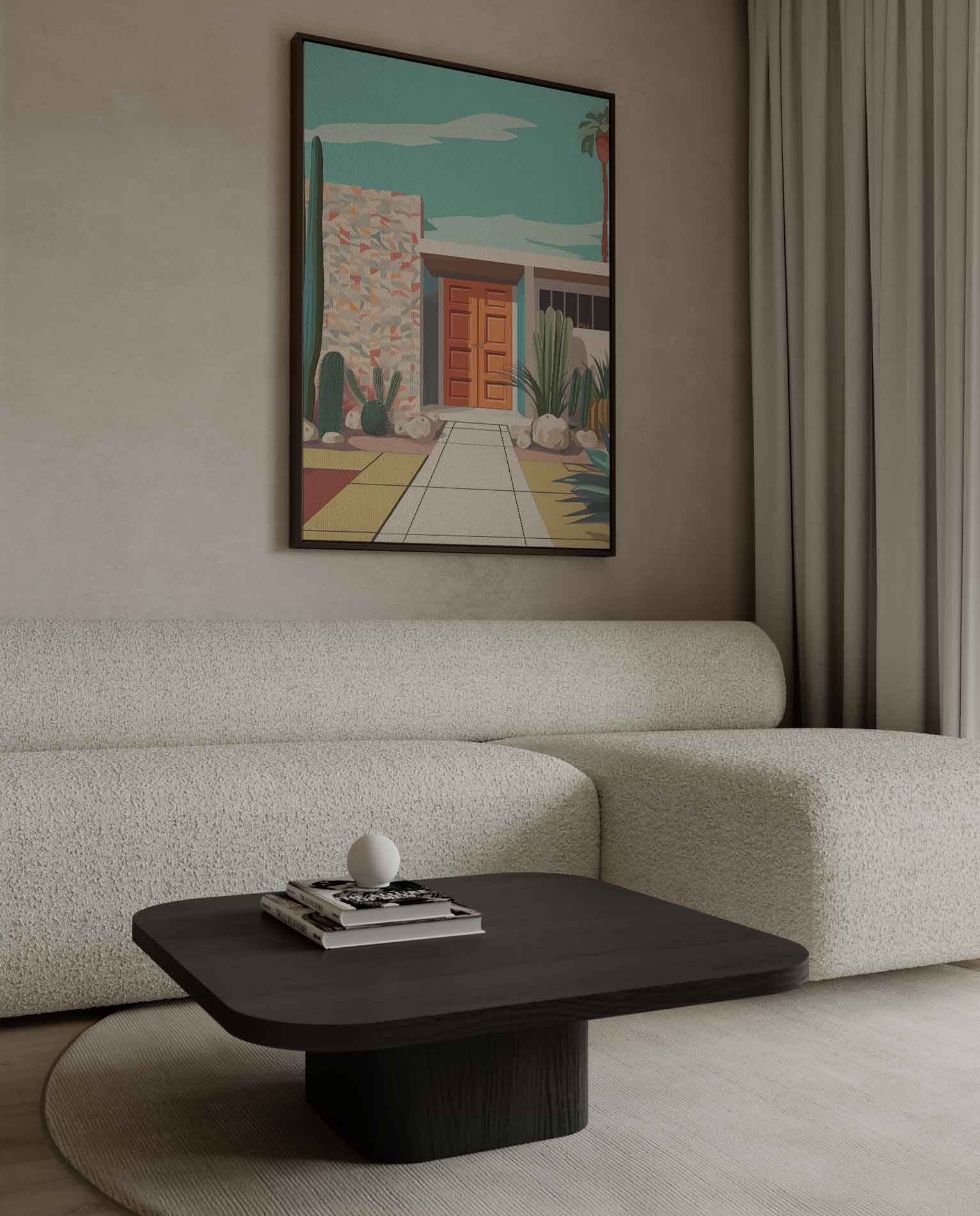 Retro Palm Springs Villa Kunstwerk-canvas-dibond-plexiglas-wanddecoratie-WallArtistic