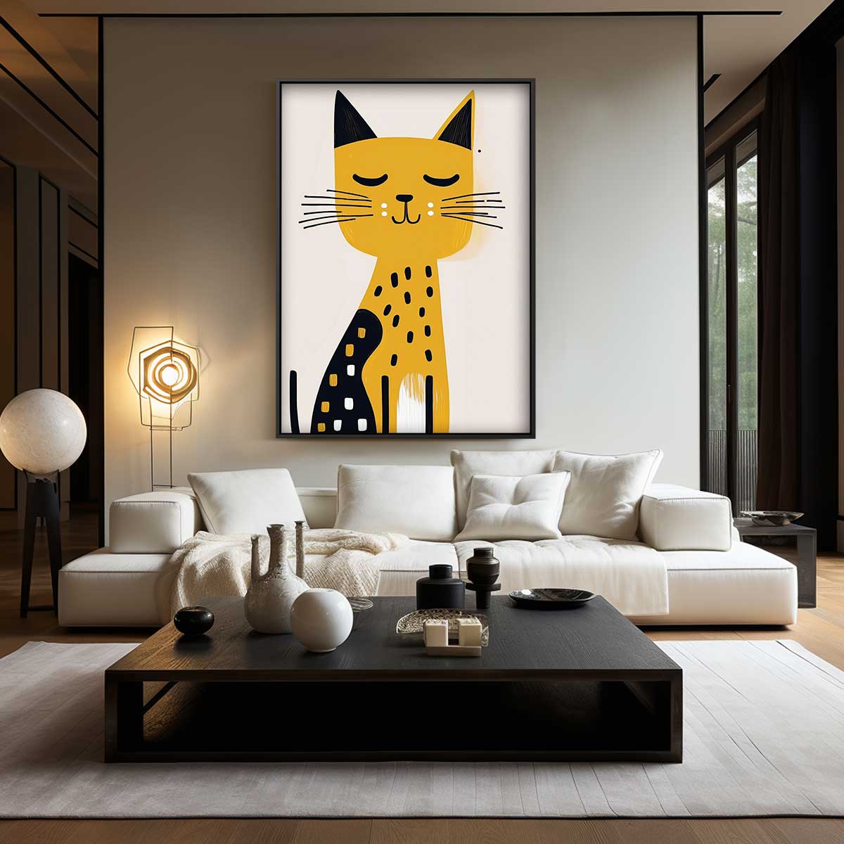 Slapende Kat Kunstprint Kunstwerk-canvas-dibond-plexiglas-wanddecoratie-WallArtistic