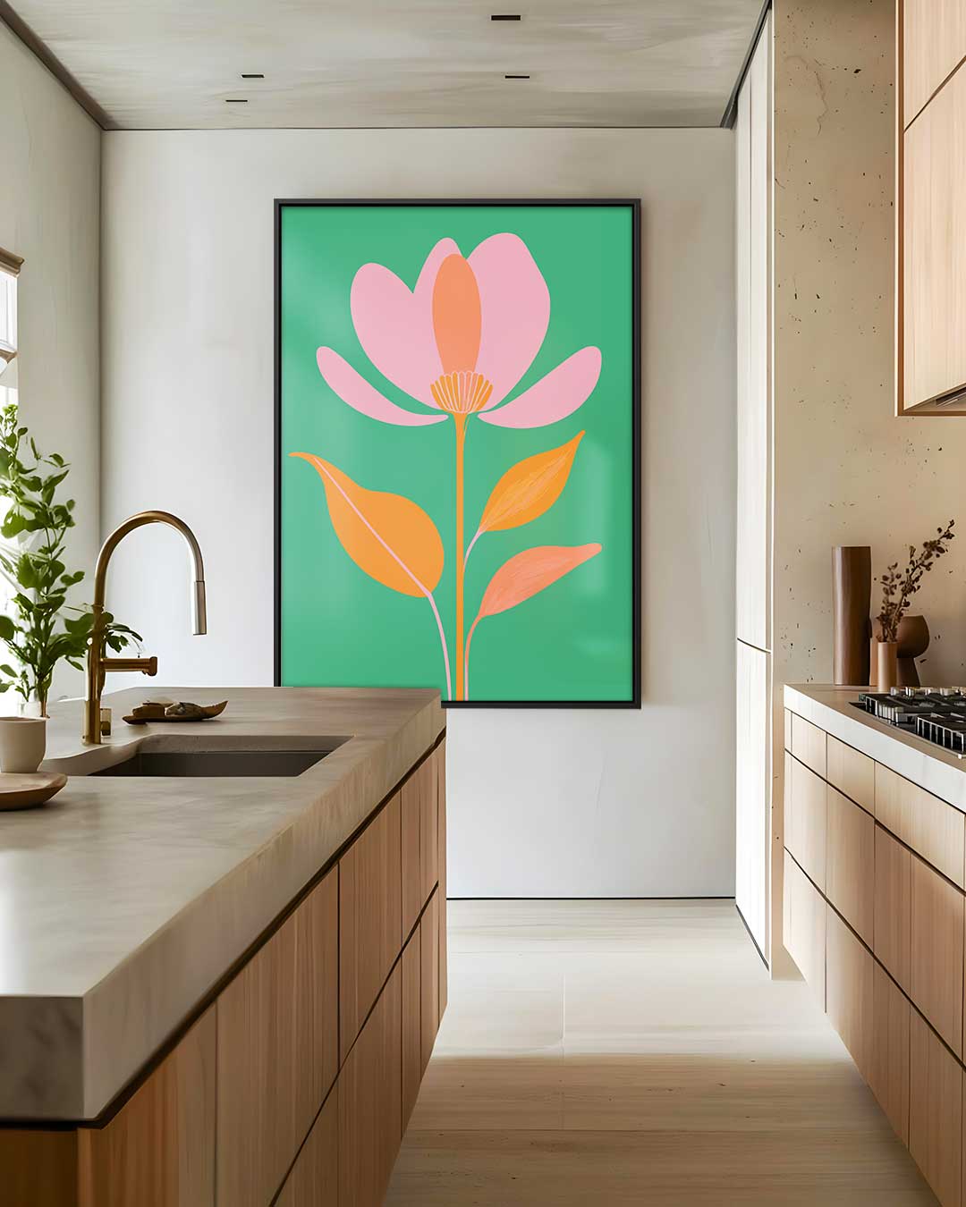 Vrolijke Bloem in de Wind Kunstwerk-canvas-dibond-plexiglas-wanddecoratie-WallArtistic