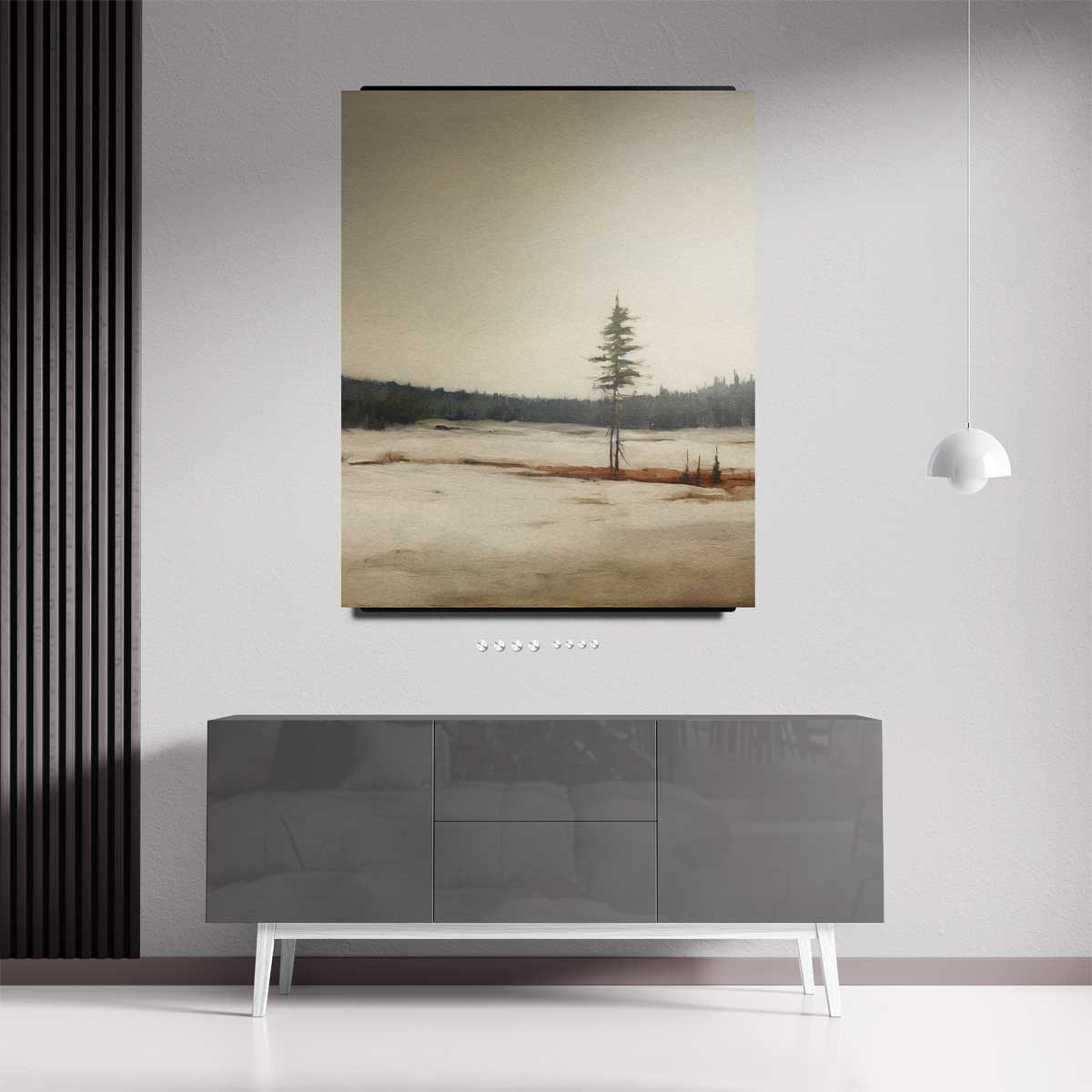 Eenzaamheid in Winterlandschap Kunstwerk-canvas-dibond-plexiglas-wanddecoratie-WallArtistic