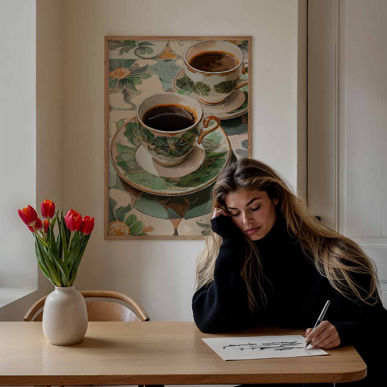 Sfeervolle Koffie Moment Poster-WallArtistic