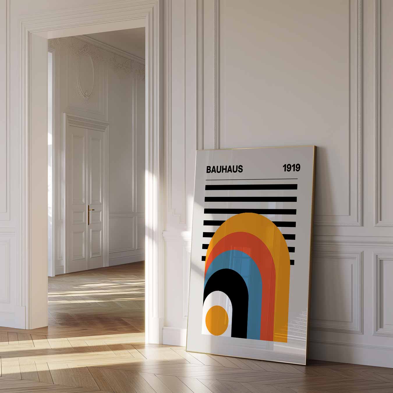 Stijlvolle Bauhaus Retro Regenboog Poster