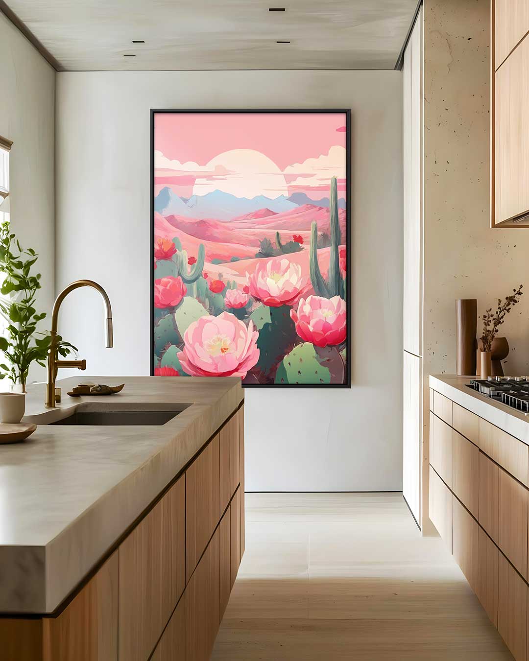 Zonnige Woestijn Bloesem Kunstwerk-canvas-dibond-plexiglas-wanddecoratie-WallArtistic
