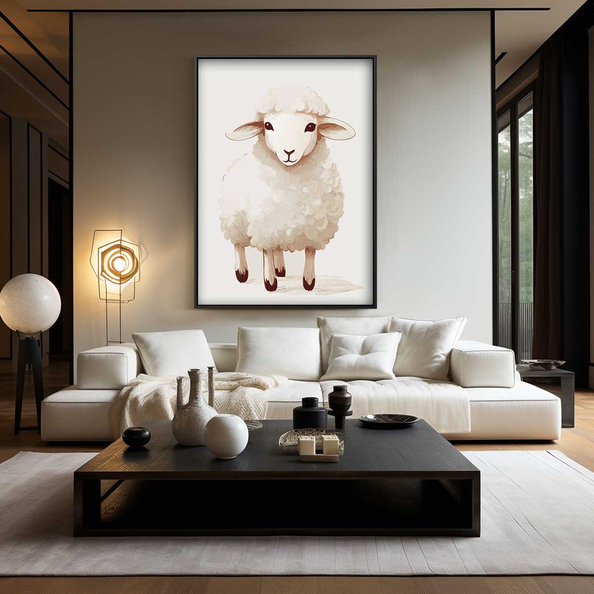 Schattig Wollen Schaapje Kunstwerk-canvas-dibond-plexiglas-wanddecoratie-WallArtistic