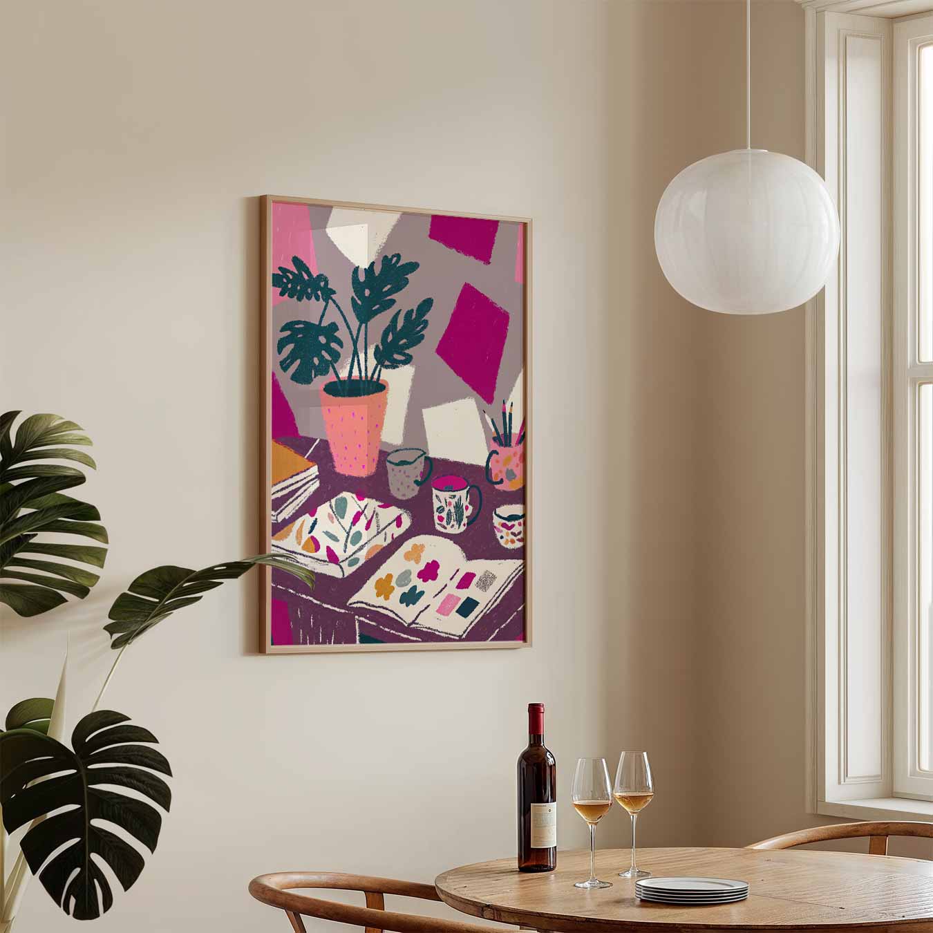 Creatieve Werkplek met Kleuren en Patronen Poster
