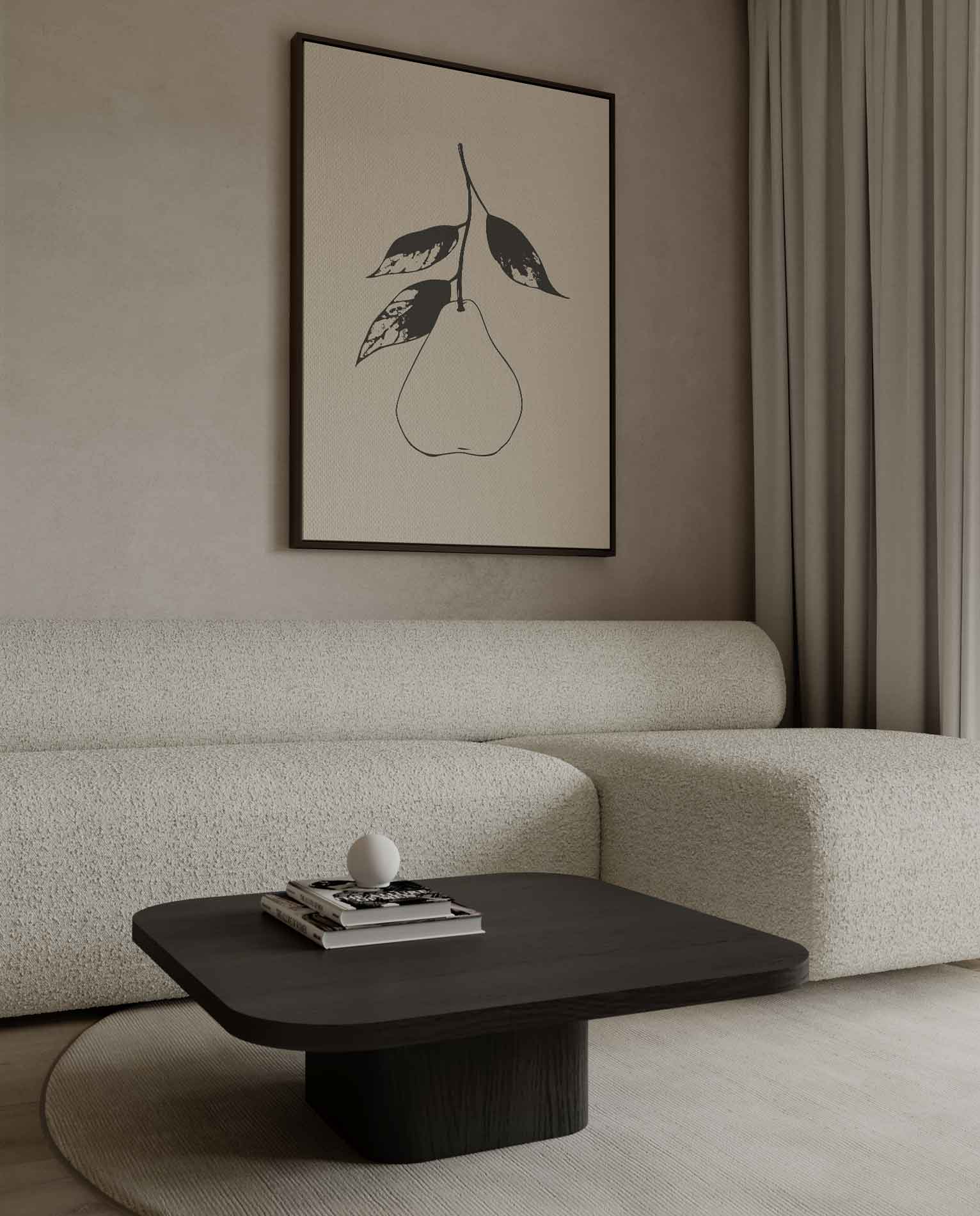 Minimalistische Peer met Bladeren Kunstwerk-canvas-dibond-plexiglas-wanddecoratie-WallArtistic