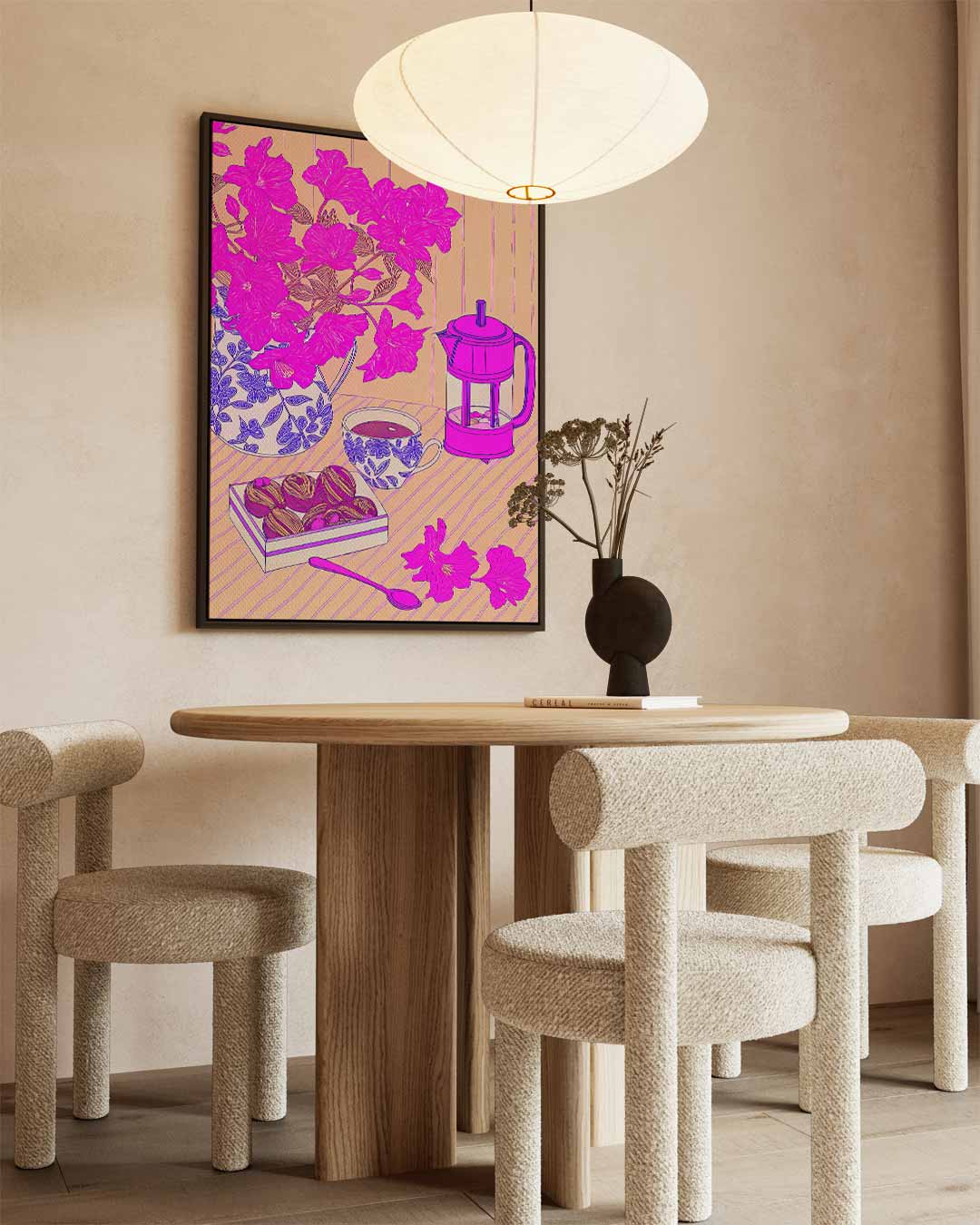 Bloemrijke Koffiemoment Kunstwerk-canvas-dibond-plexiglas-wanddecoratie-WallArtistic