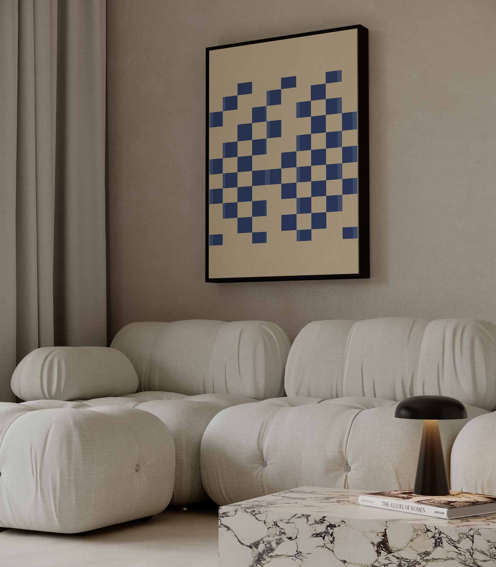 Ritmisch Blauwe Vlakken Kunstwerk-canvas-dibond-plexiglas-wanddecoratie-WallArtistic