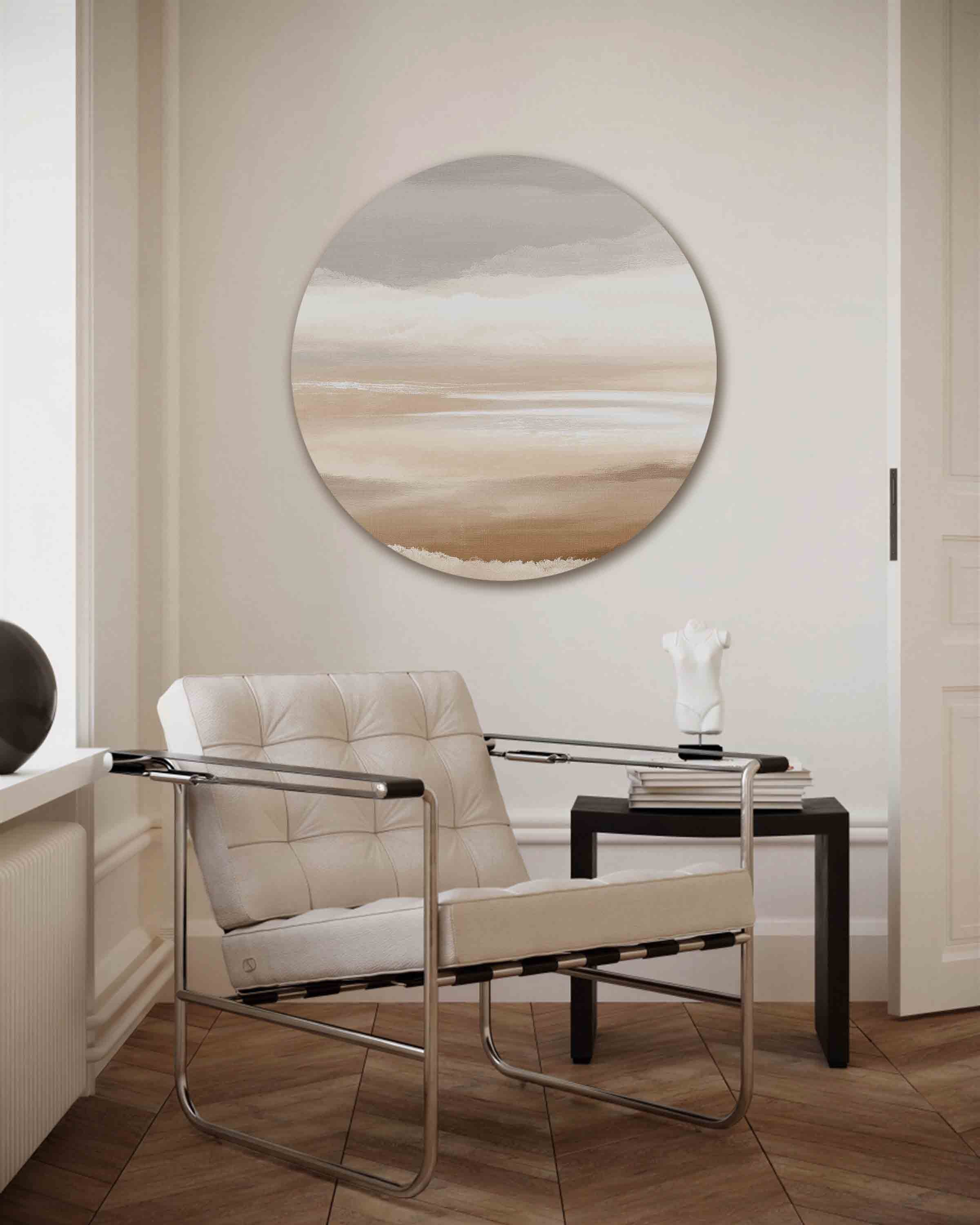 Landschap in beige Muurcirkel