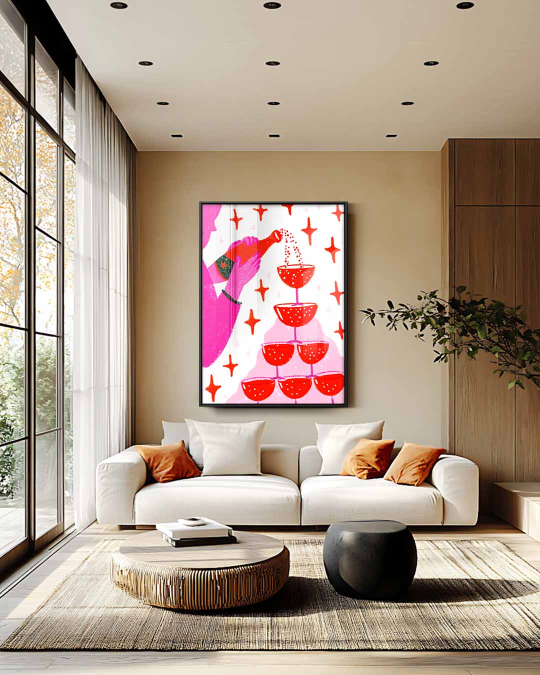 Sprankelend Champagnefeest Kunstwerk-canvas-dibond-plexiglas-wanddecoratie-WallArtistic