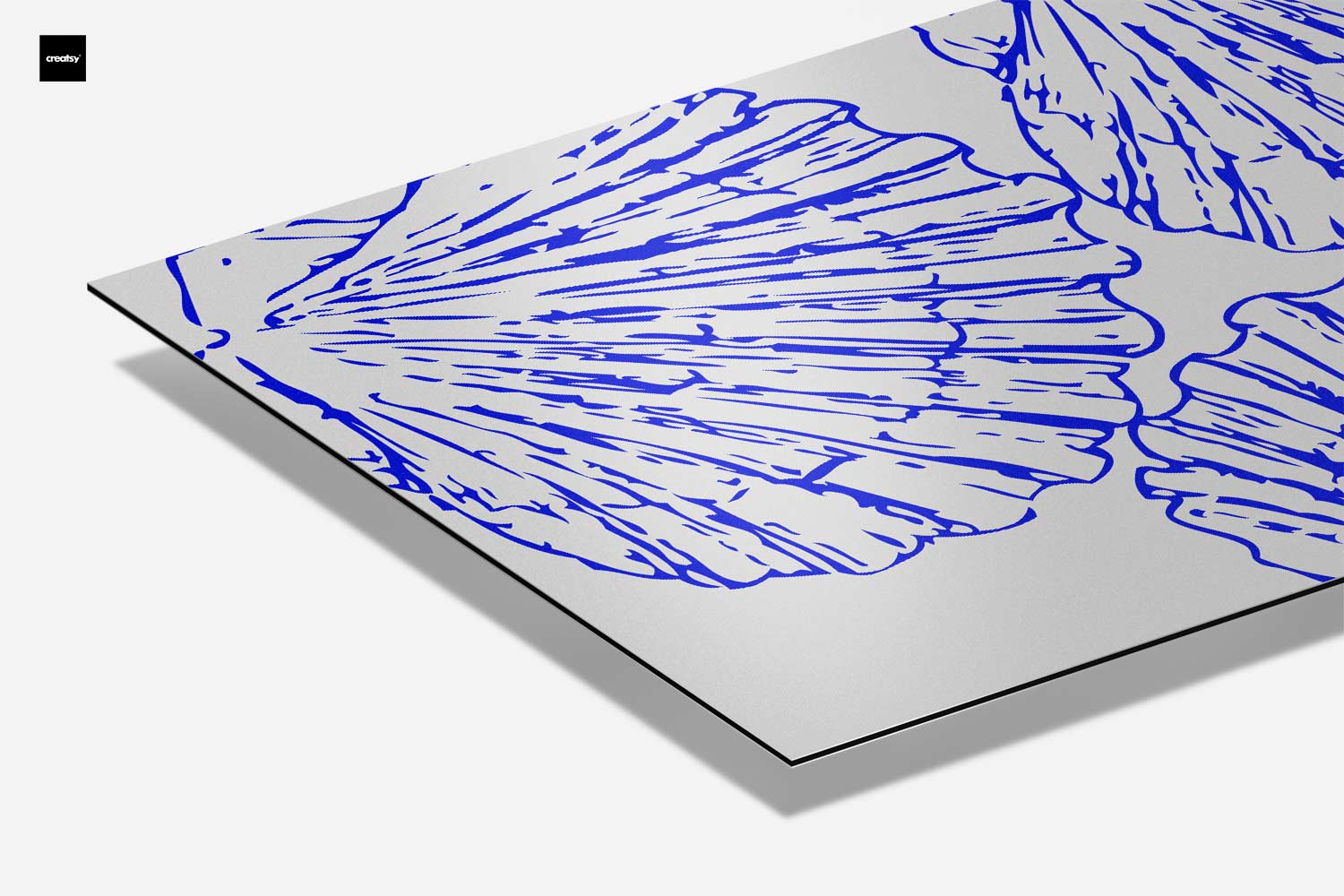 Blauwe schelpenpatroon Kunstwerk-canvas-dibond-plexiglas-wanddecoratie-WallArtistic