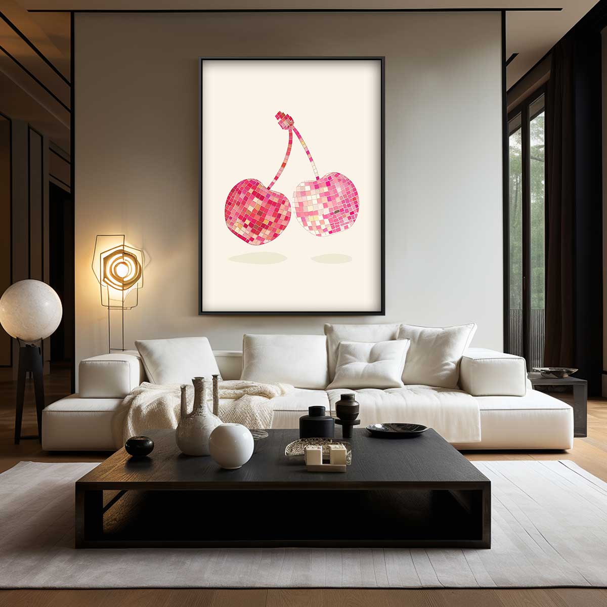 Mozaïek Kersen Vrolijk Aan de Muur Kunstwerk-canvas-dibond-plexiglas-wanddecoratie-WallArtistic