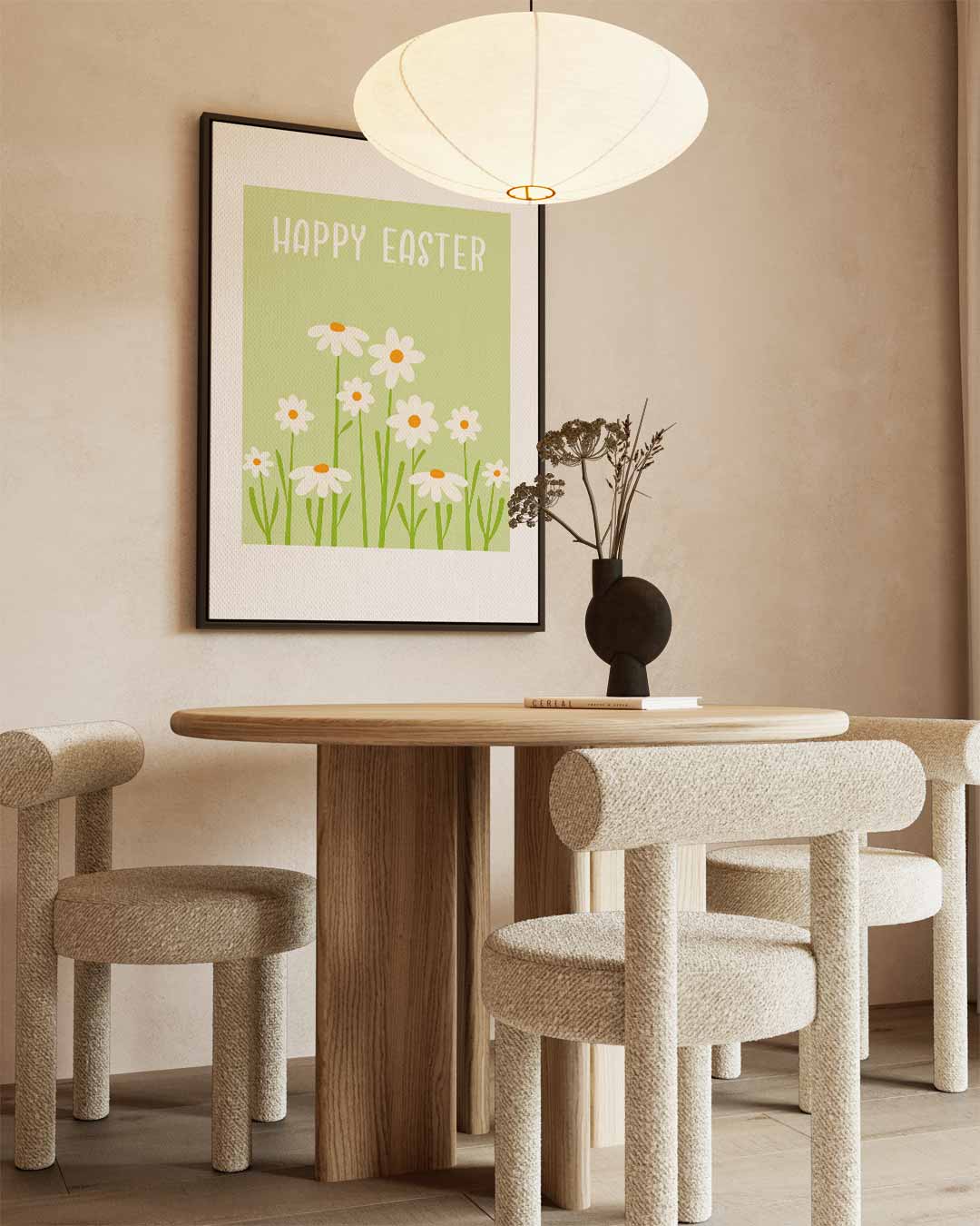 Lentebloemen met Paasgroet Kunstwerk-canvas-dibond-plexiglas-wanddecoratie-WallArtistic