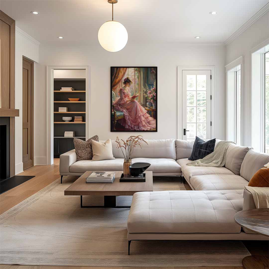 Romantische Lezer bij het Raam Kunstwerk-canvas-dibond-plexiglas-wanddecoratie-WallArtistic