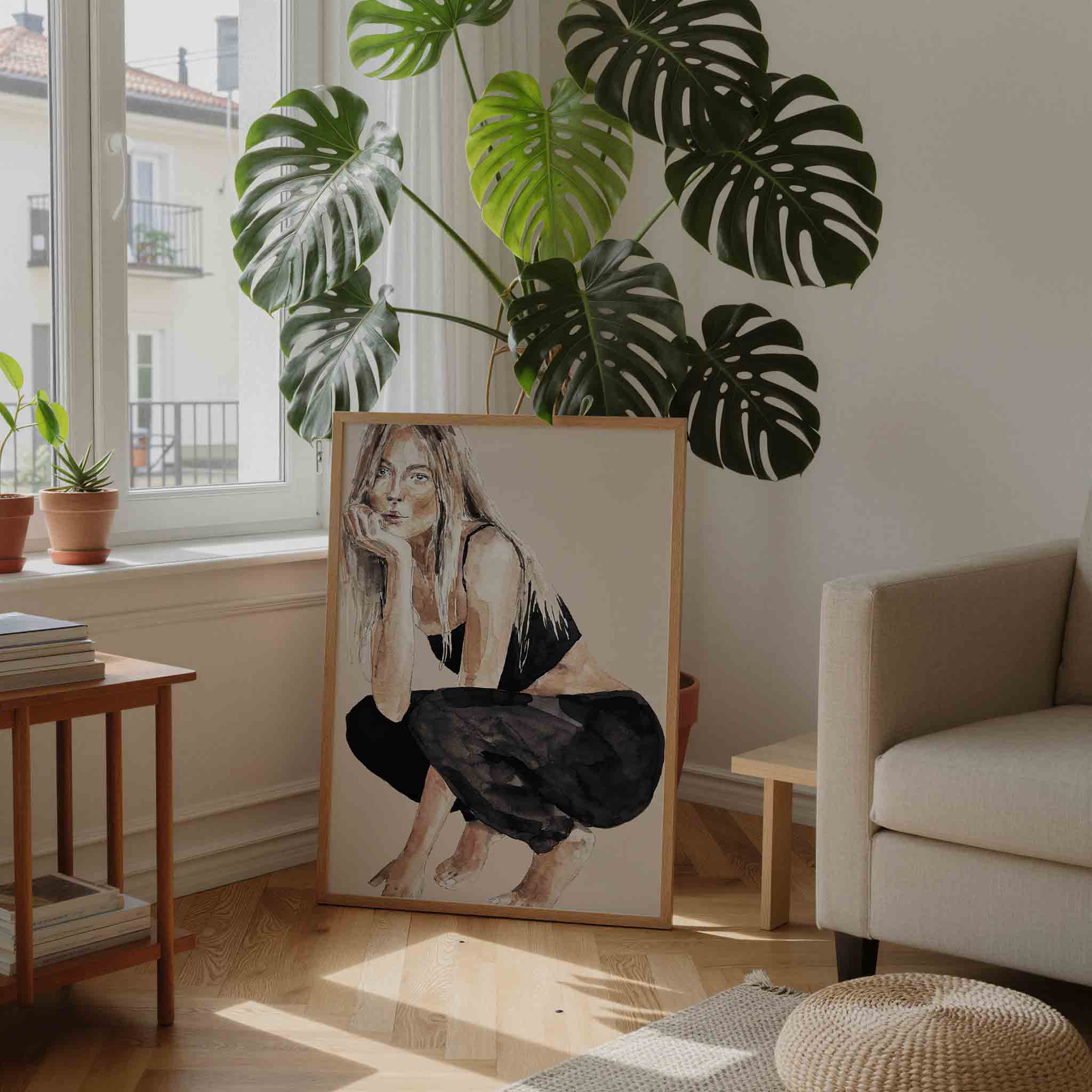 Vrouw in zwart wit Poster