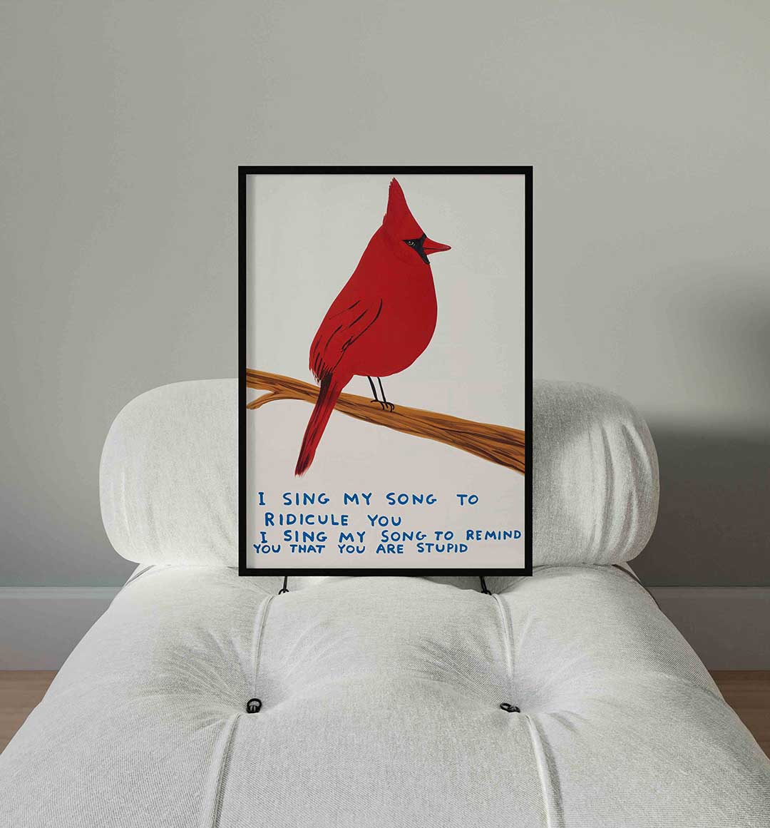 Rode vogel op tak Poster