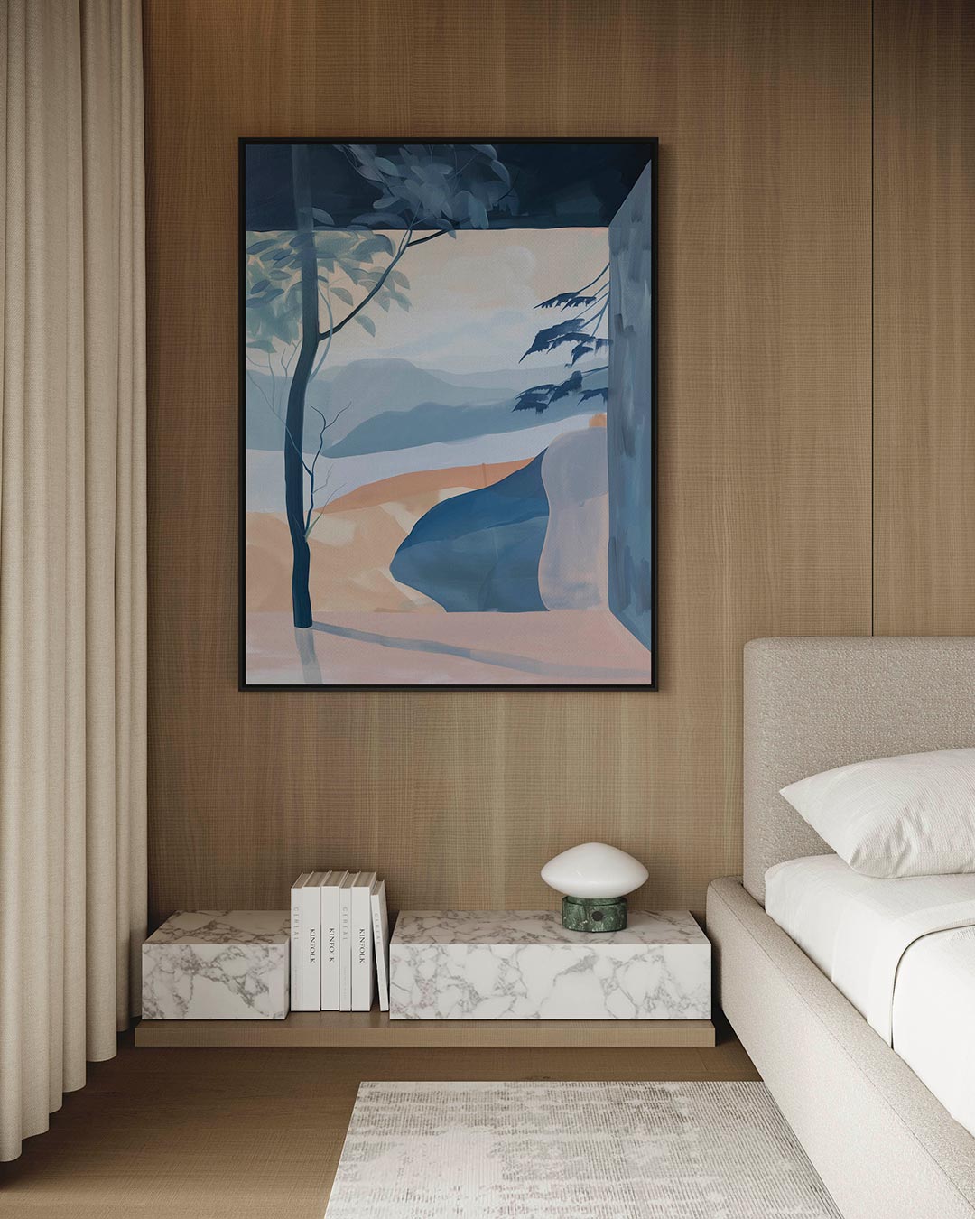 Landschap met blauwe tinten Kunstwerk