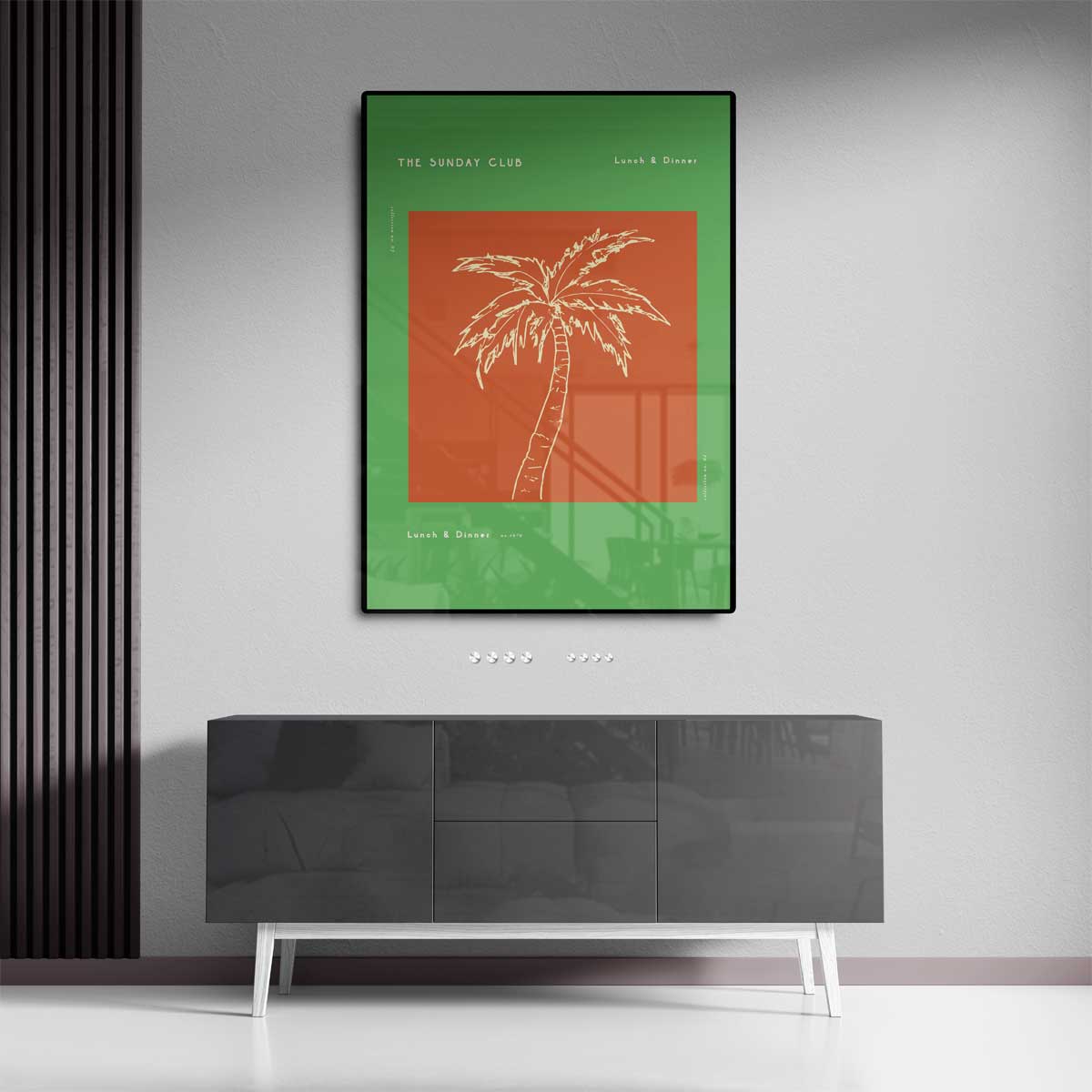 Tropische Vibes Palm Illustratie Kunstwerk-canvas-dibond-plexiglas-wanddecoratie-WallArtistic