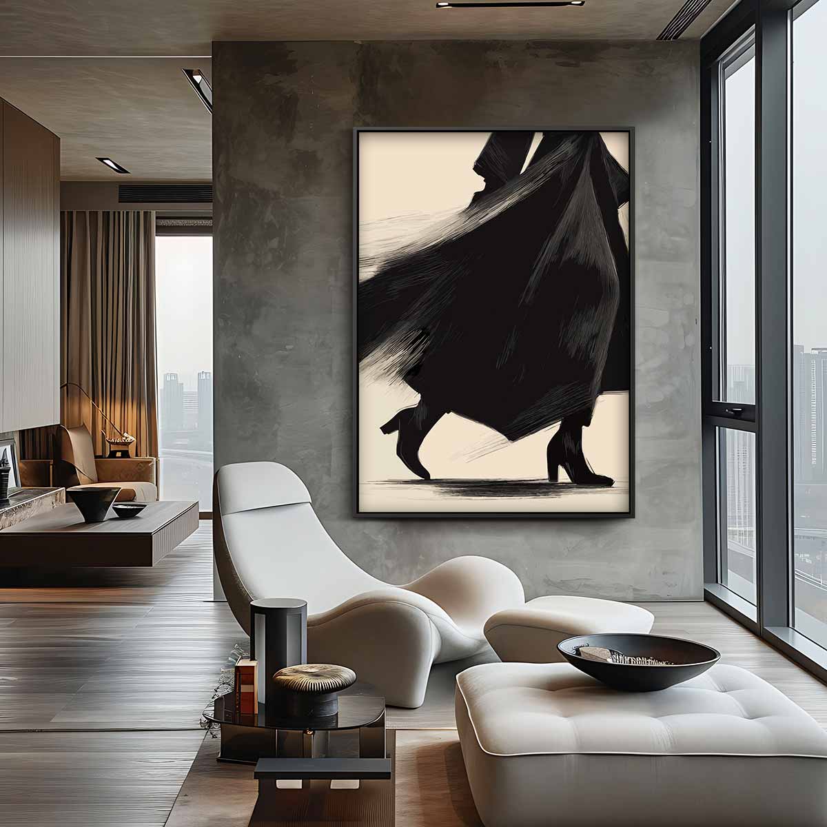 Elegante Schaduw in Beweging Kunstwerk-canvas-dibond-plexiglas-wanddecoratie-WallArtistic